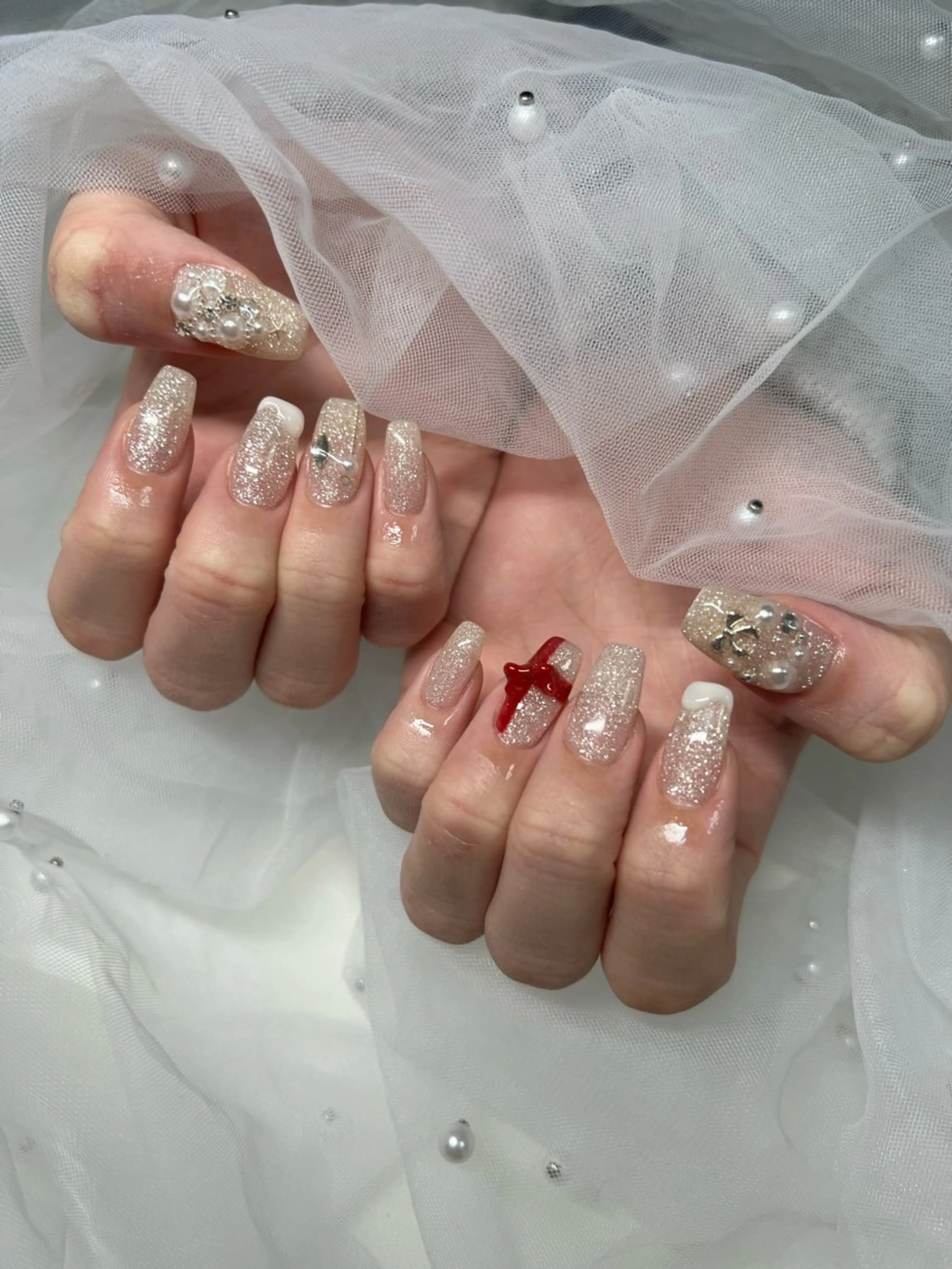 ネイル フラッシュネイル 冬ネイル クリスマス ハンドネイル 川端 京香のネイルデザイン