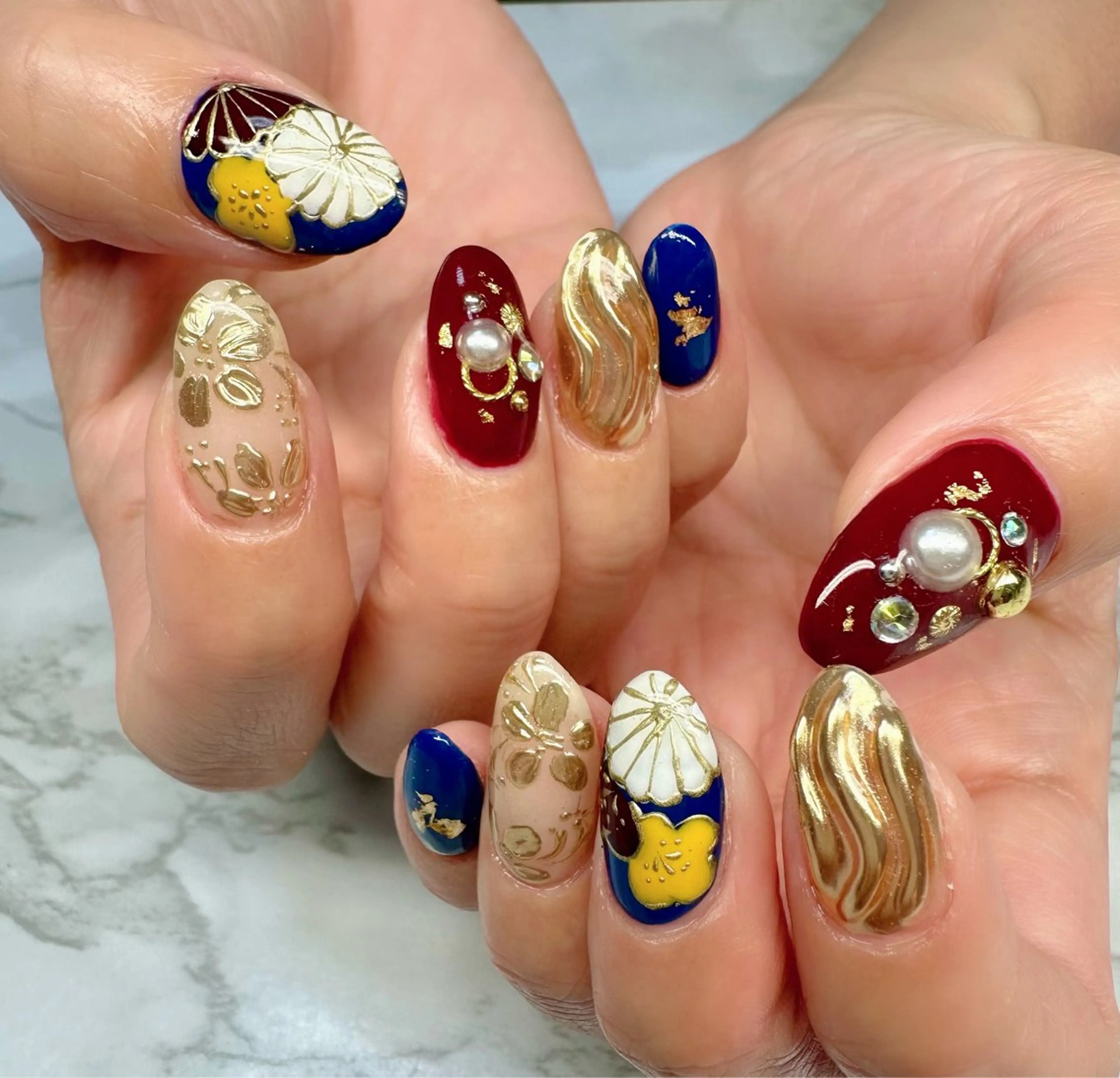 ネイル アートネイル ミラーネイル ワンカラーネイル 冬ネイル M.N_ nailのネイルデザイン