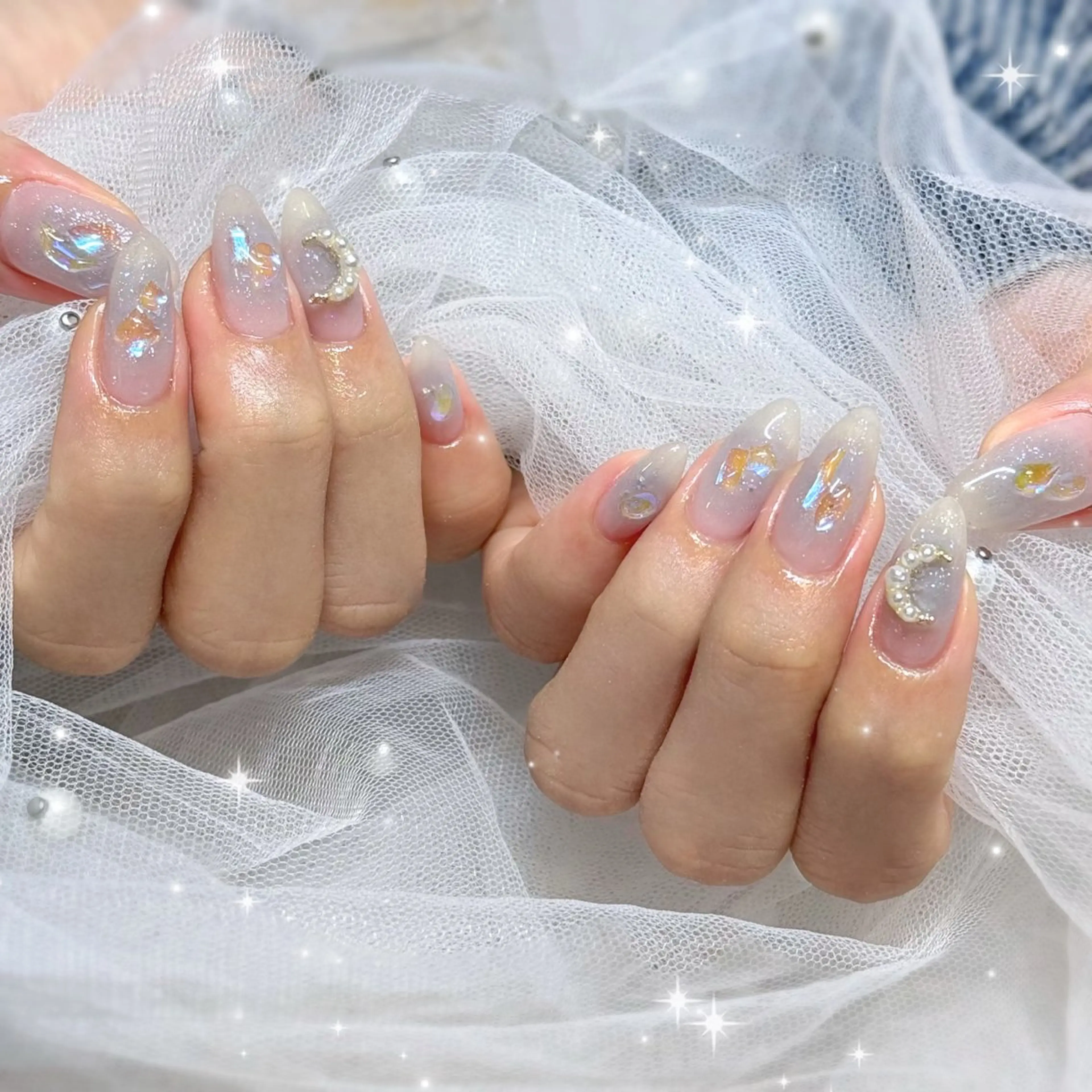 ネイル オーロラネイル チークネイル ハンドネイル Karen 吉祥寺のネイルデザイン