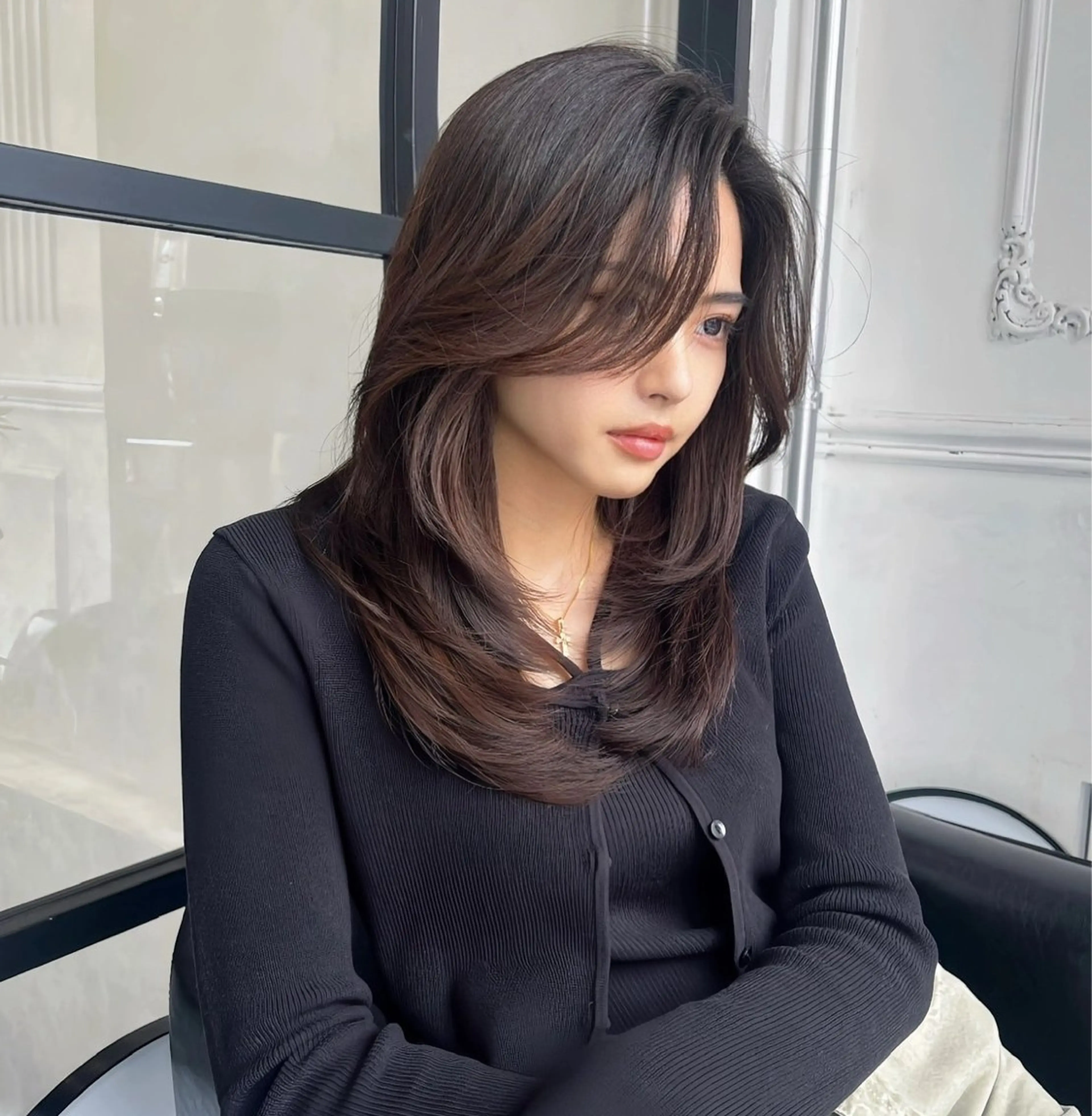 セミロング カラー レイヤーカット ヘアカラー Maison Halu YUKIのヘアスタイル