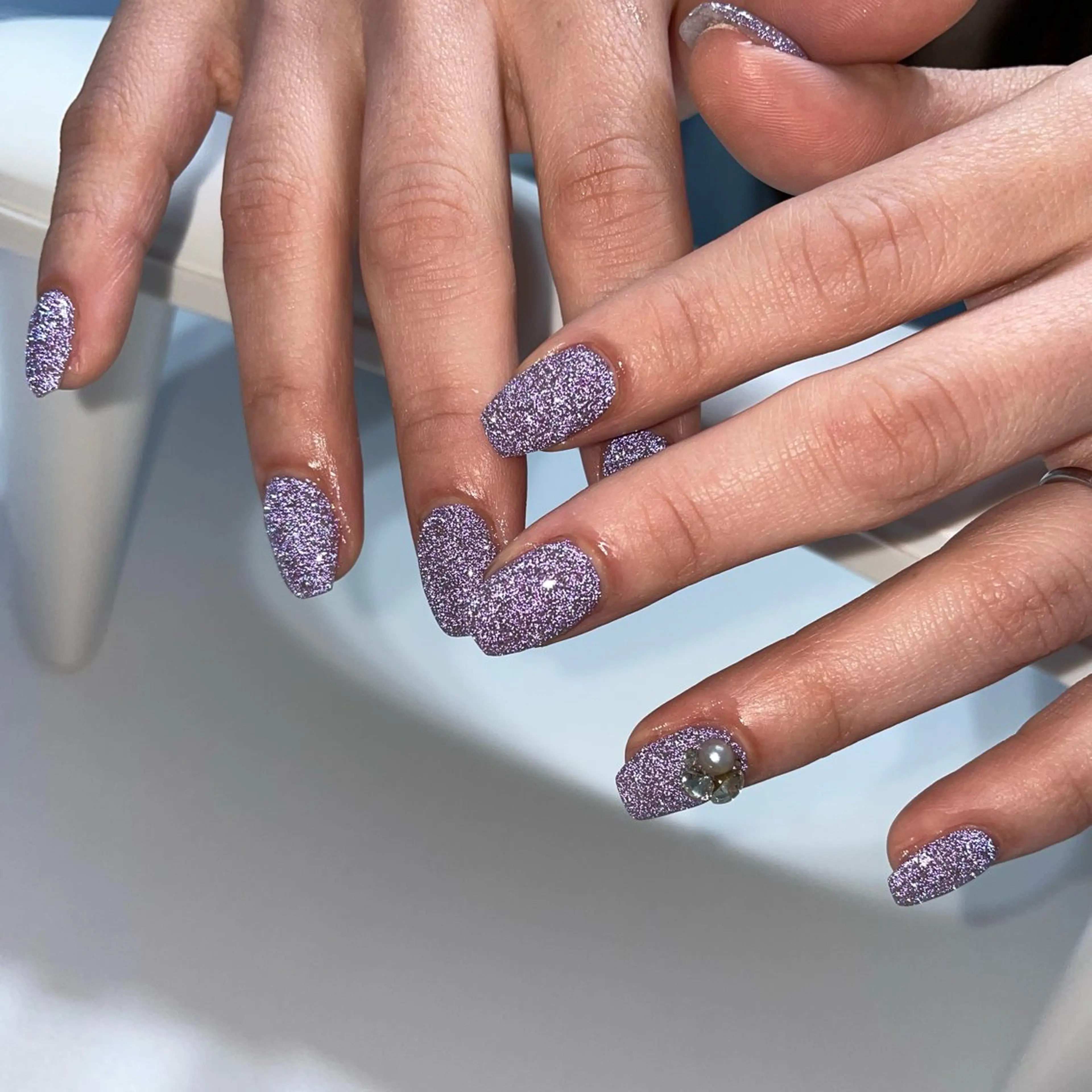 ネイル チークネイル フラッシュネイル ジェルネイル ハート ラメ(グリッター) ハンドネイル Sugar. ひかり໒꒱˚.*のネイルデザイン