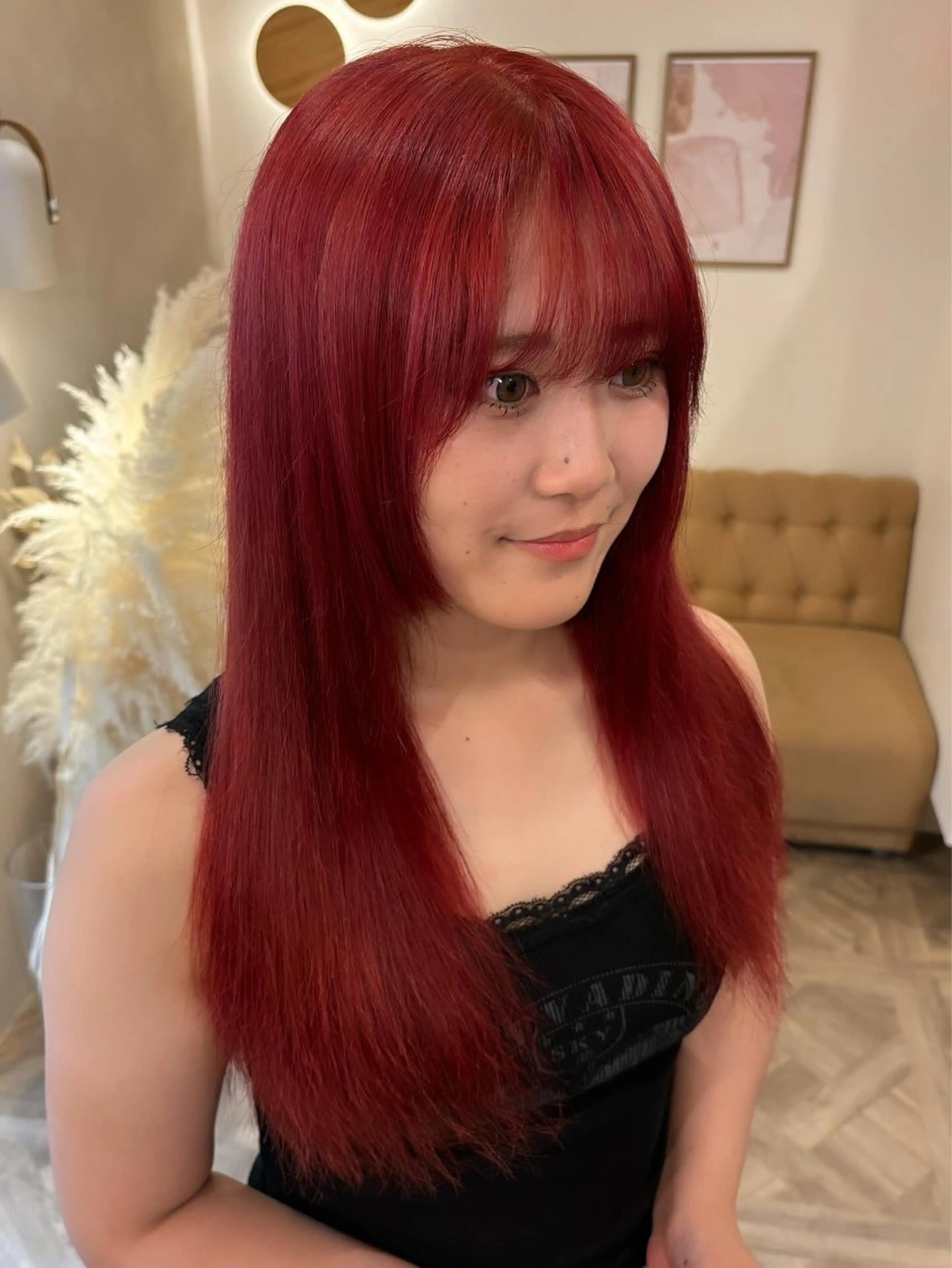 ロング カラー ヘアカラー トリートメント ミルクティ/ピンク/ レイヤー/yuriaのヘアスタイル