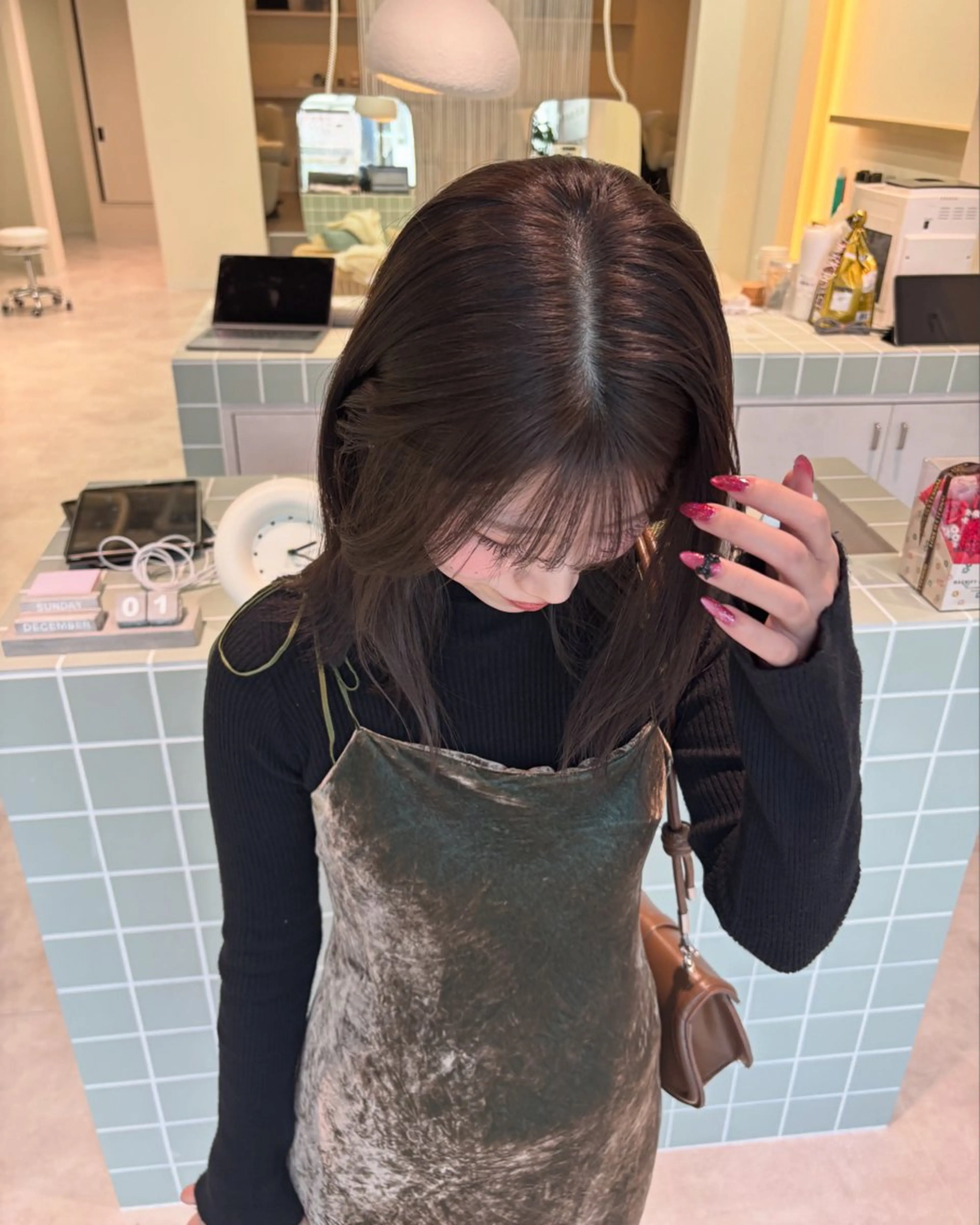 ミディアム カラー 広島/わかな/ヘア セット/オリーブのヘアスタイル