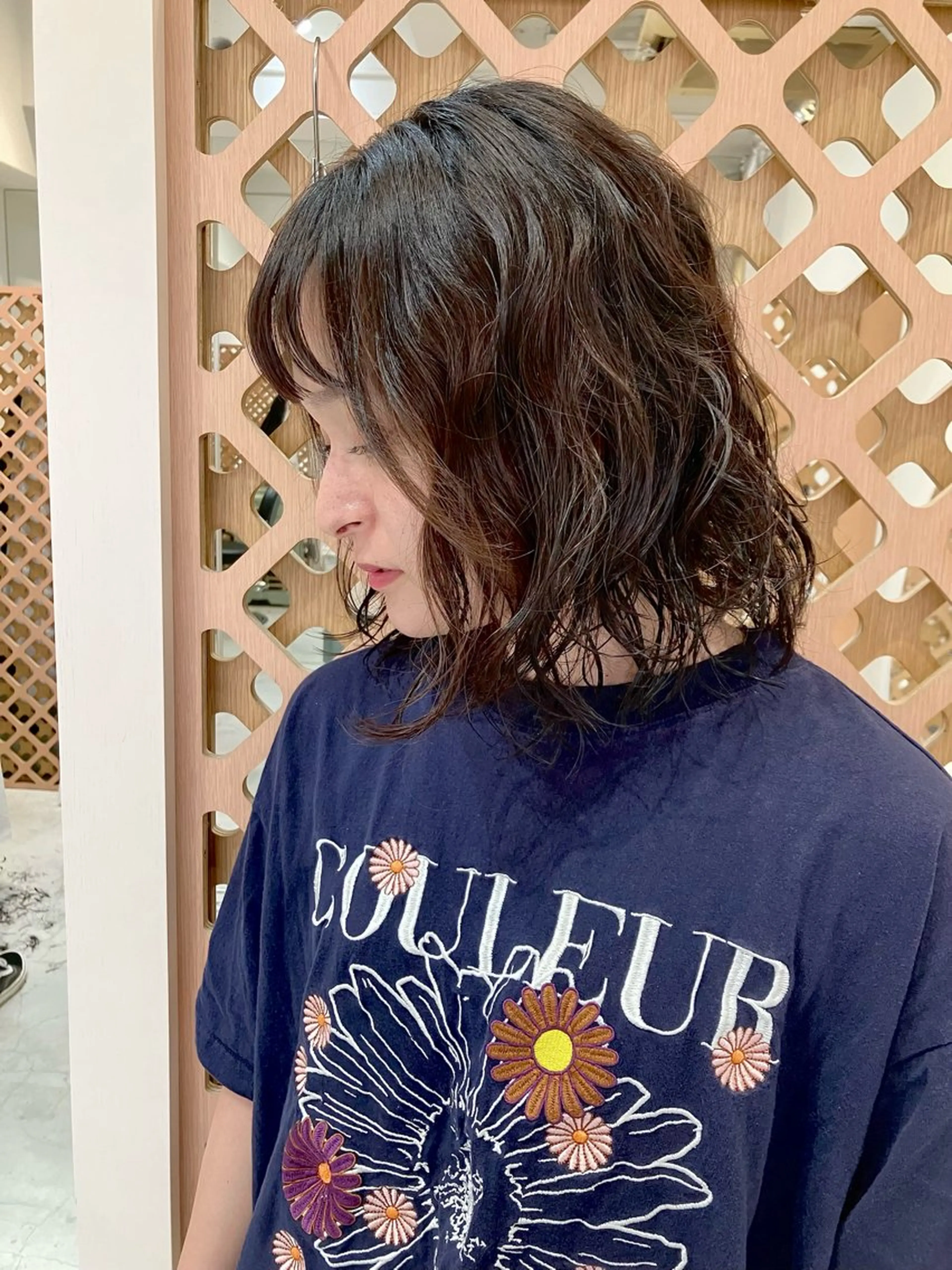 ミディアム パーマ ミディアムパーマ ボブ カット パーマ 川間 将彦のヘアスタイル