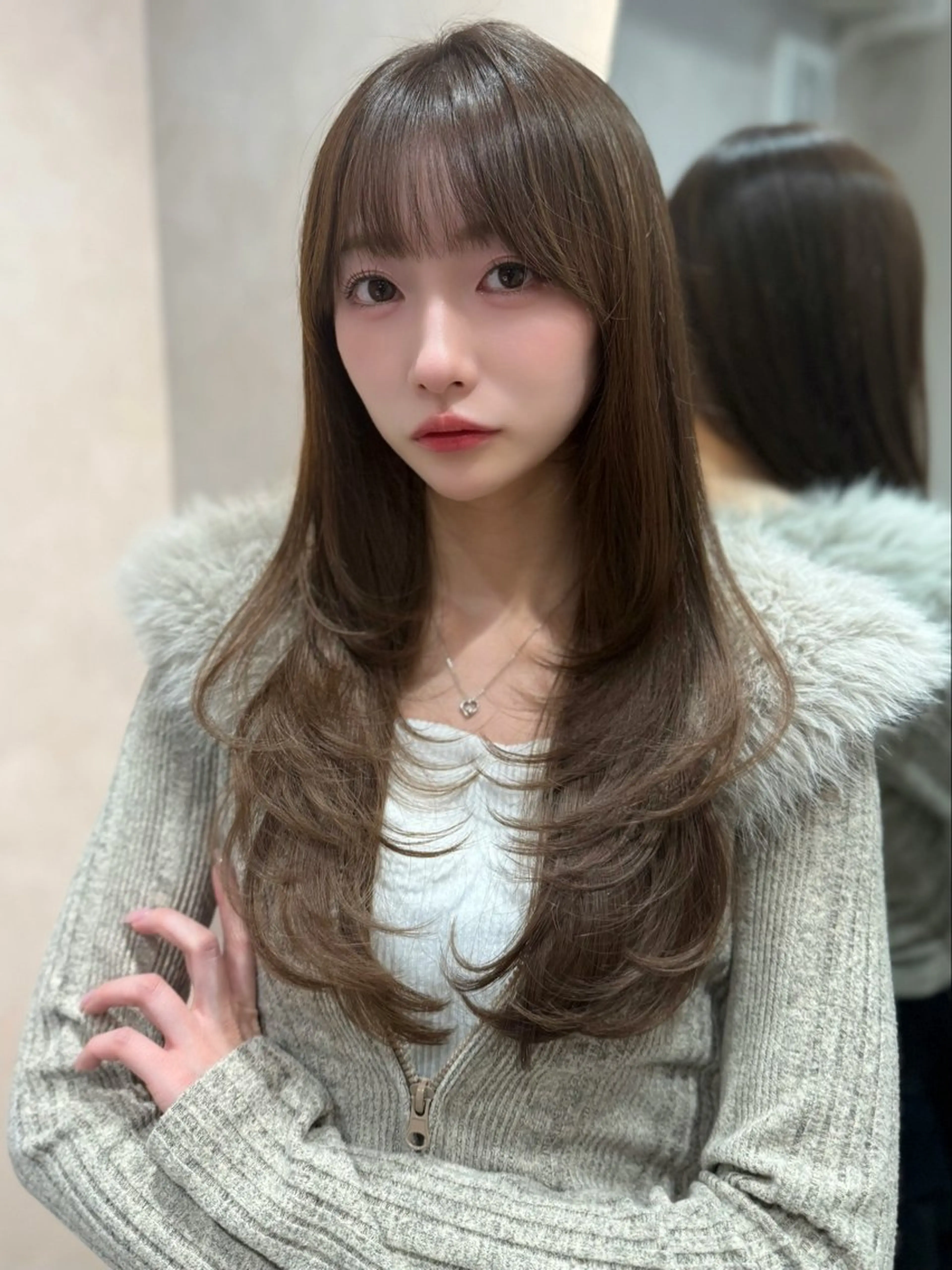 ロング カット ヘアカラー トリートメント 小顔韓国レイヤー× 艶髪 池袋/ハナ🌷のヘアスタイル