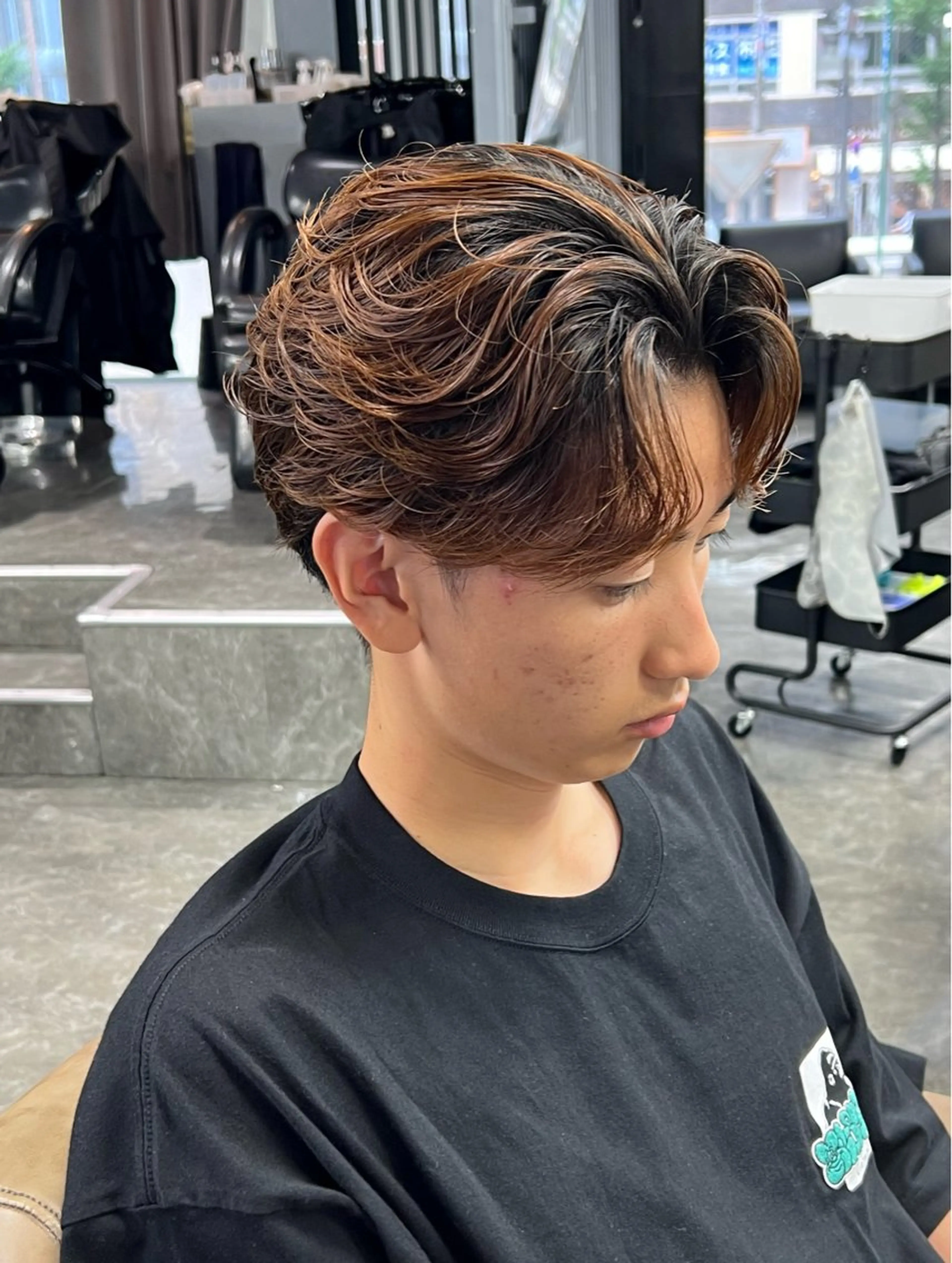 ショート パーマ メンズ フェザーパーマ メンズパーマ 梅田/メンズ／美容師 パーマ/一色翔のヘアスタイル