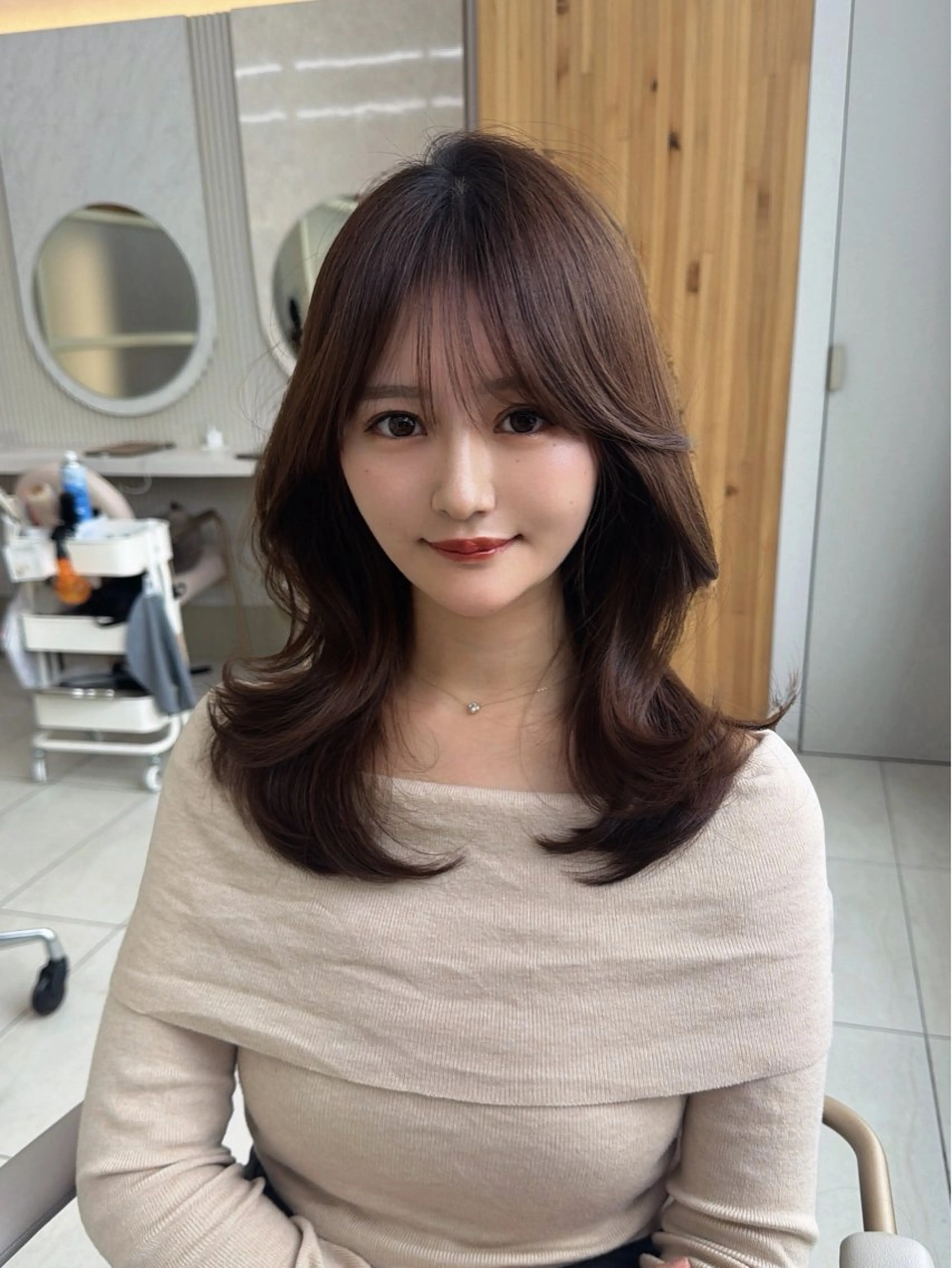 セミロング カット 顔周り/透明感カラー /韓国ヘア/TAKUのヘアスタイル