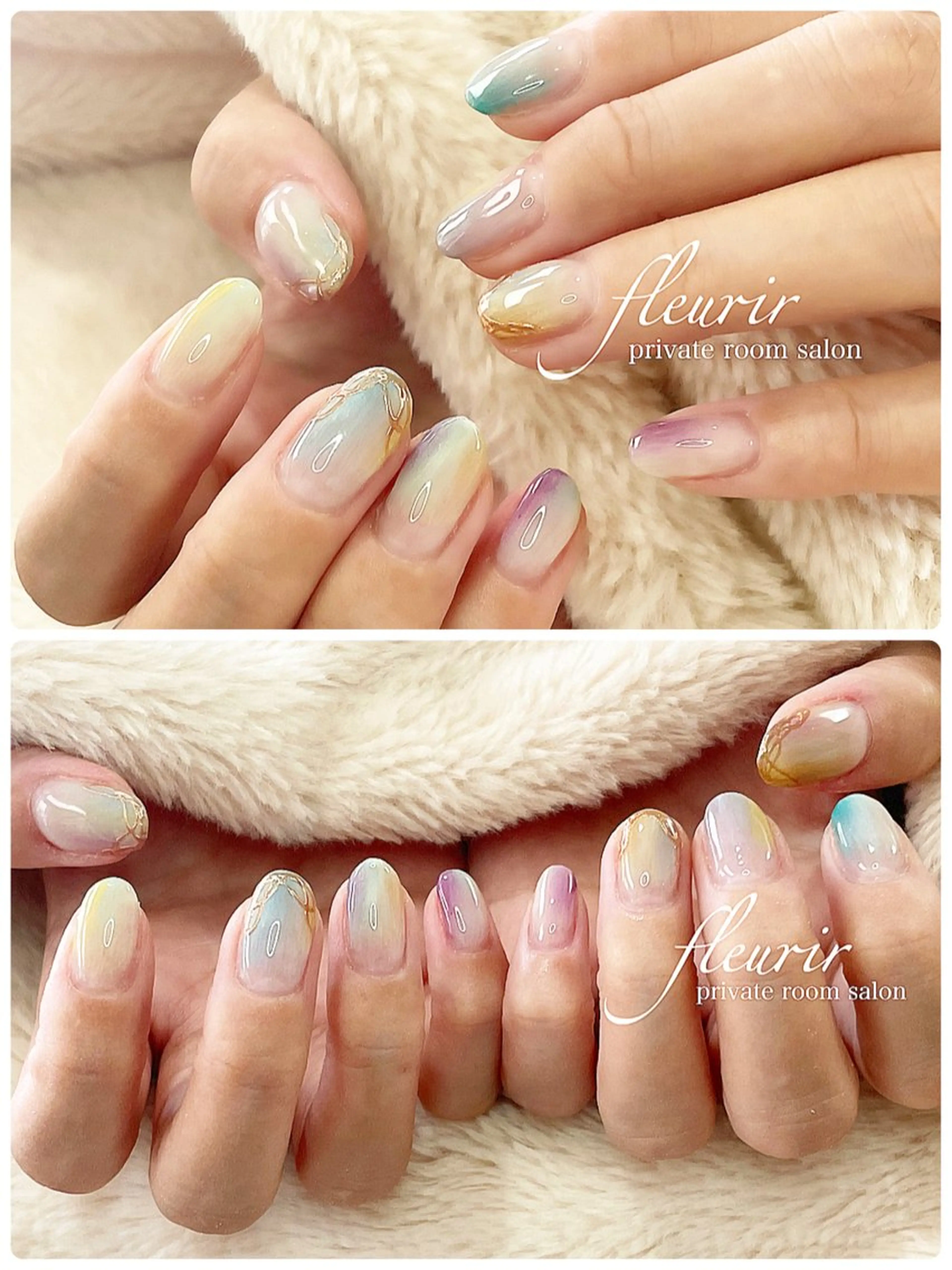 ネイル アートネイル ゴールド グラデーション ミラーネイル ハンドネイル フルリール 【プライベートサロンのネイルデザイン