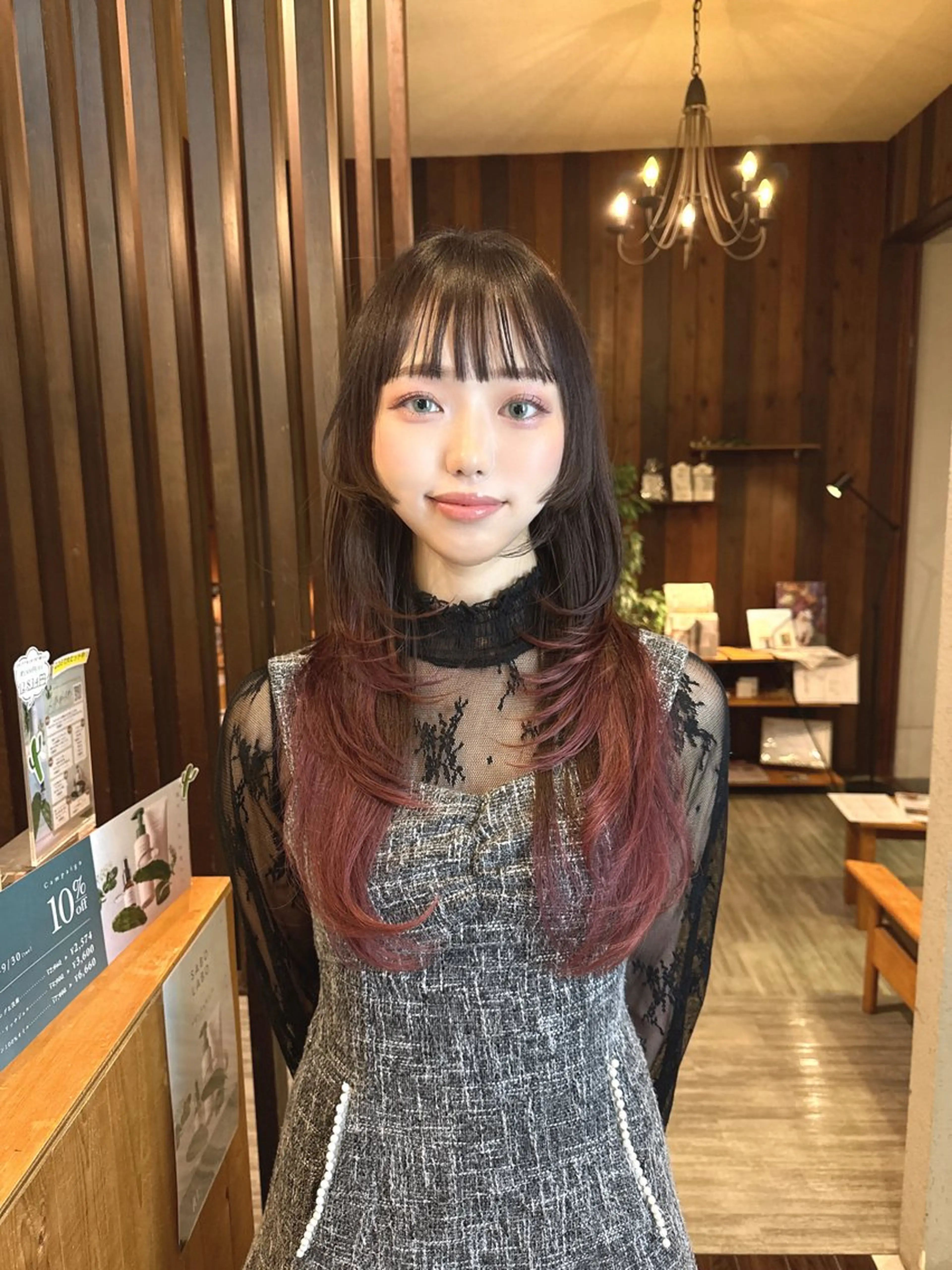 ロング カラー グラデーションカラー ハッシュカット カット ヘアカラー 具志 正太のヘアスタイル