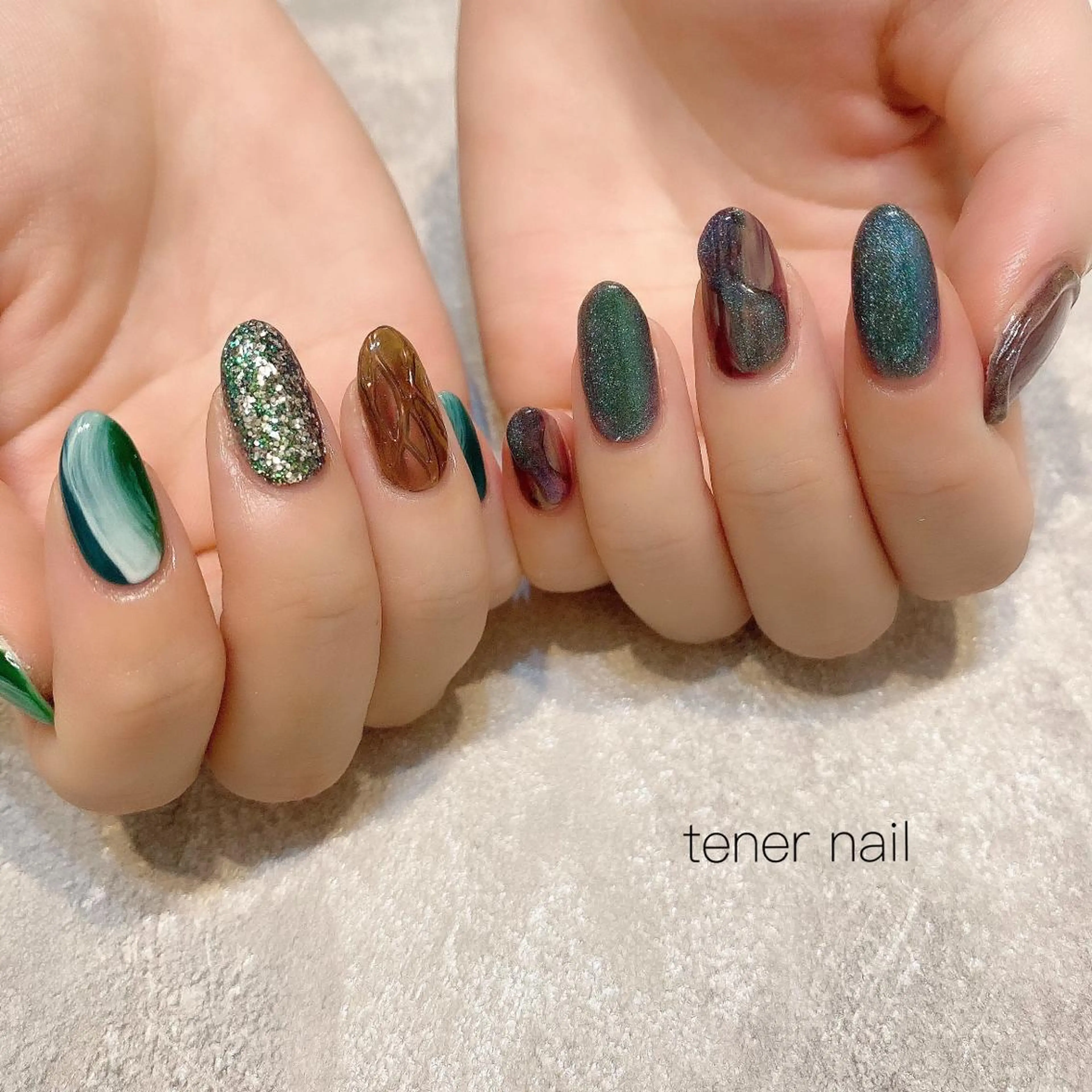 ネイル グリーン tener  nail  テネルネイル所属・テネルネイル tener nailのネイルデザイン