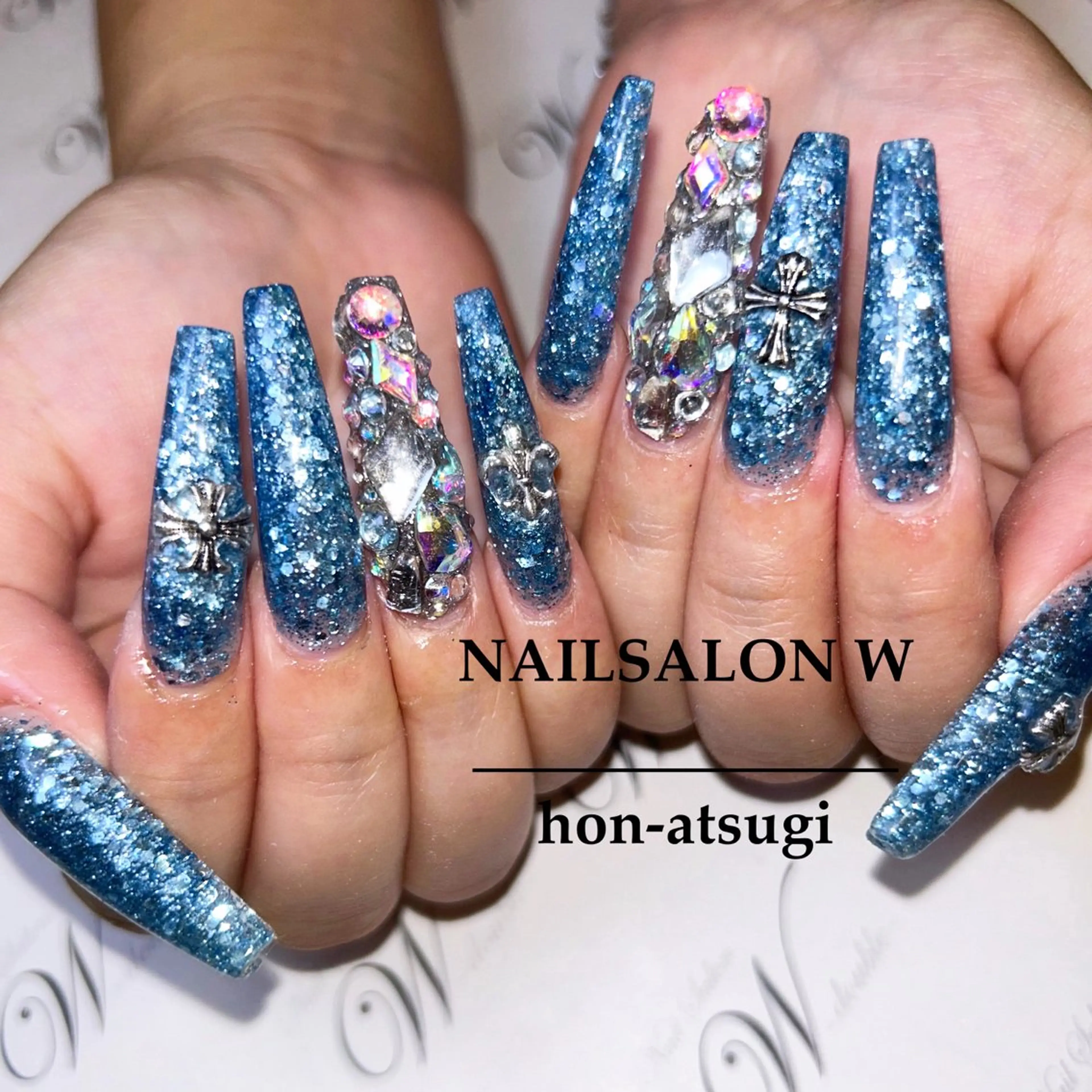 ロング ロング ハンドネイル ネイルサロン ダブルのネイルデザイン