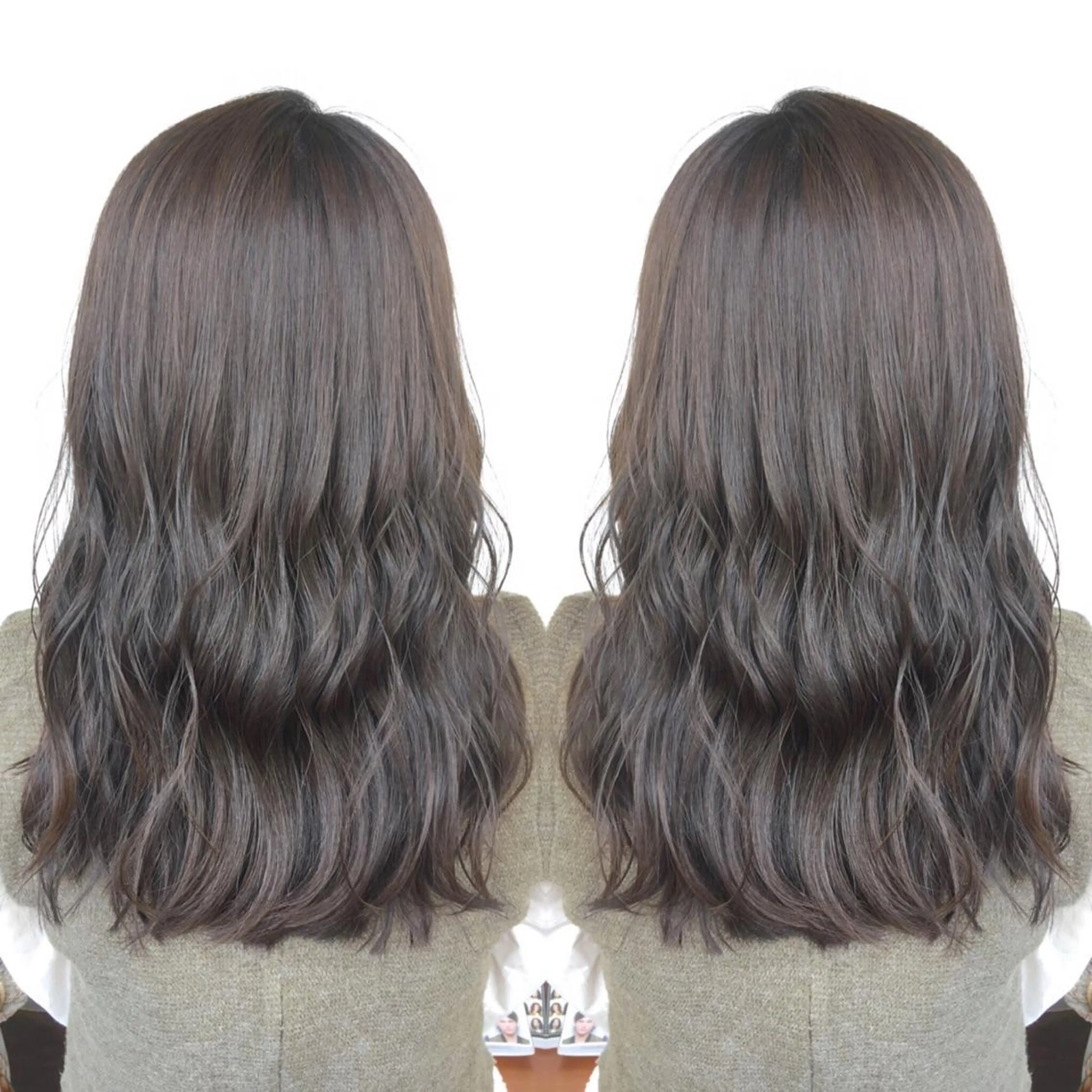 セミロング カラー パーマ ヘアアレンジ グレージュ エグチ アキラのヘアスタイル