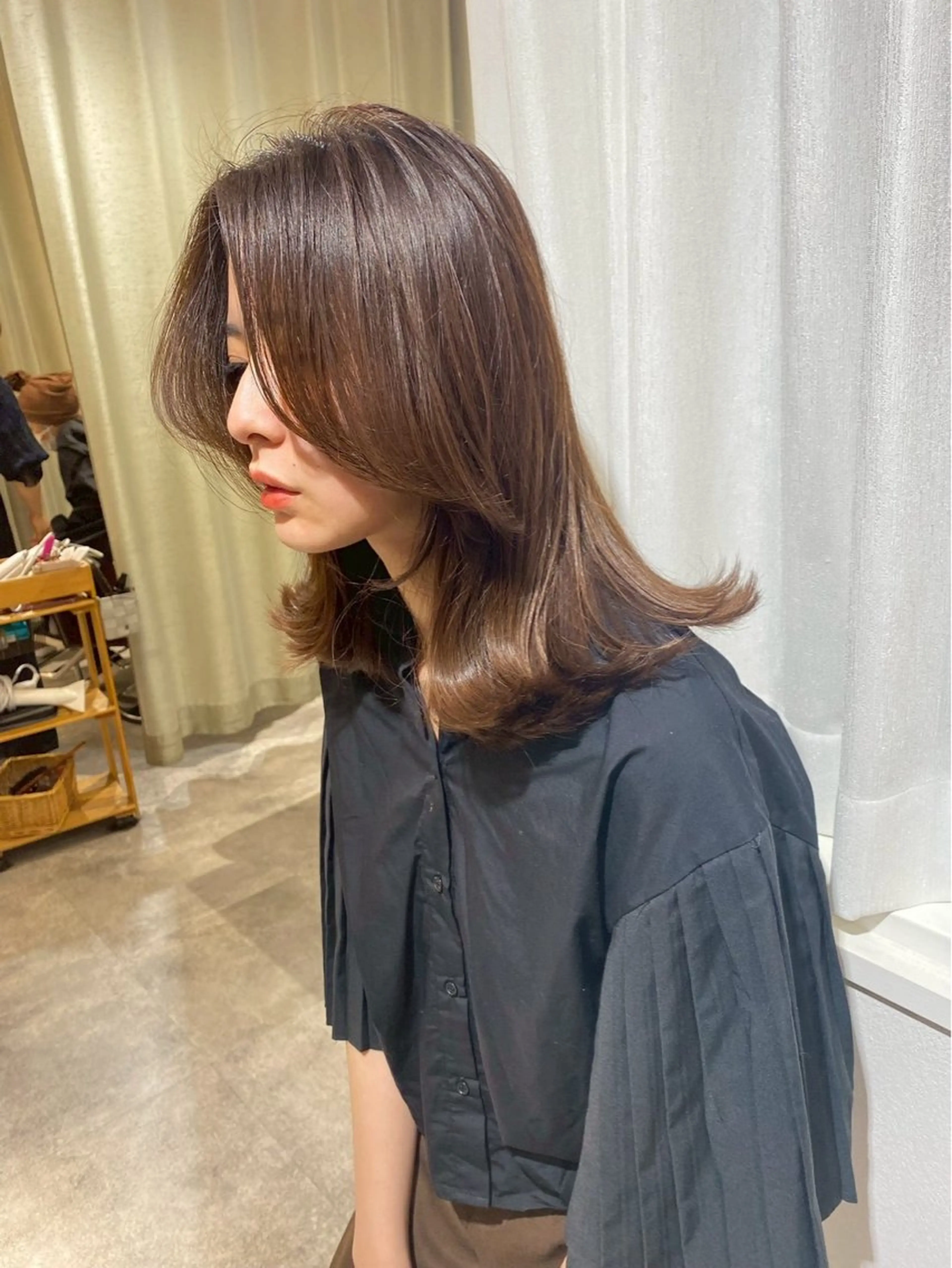 ミディアム カラー ブリーチ ブラウンカラー ナチュラルブラウン ブリーチなしカラー ヘアカラー 髪質改善Mint.鳳 縮毛矯正 髪質改善サロン【ミント】所属・【Mint】 ユウアのヘアスタイル