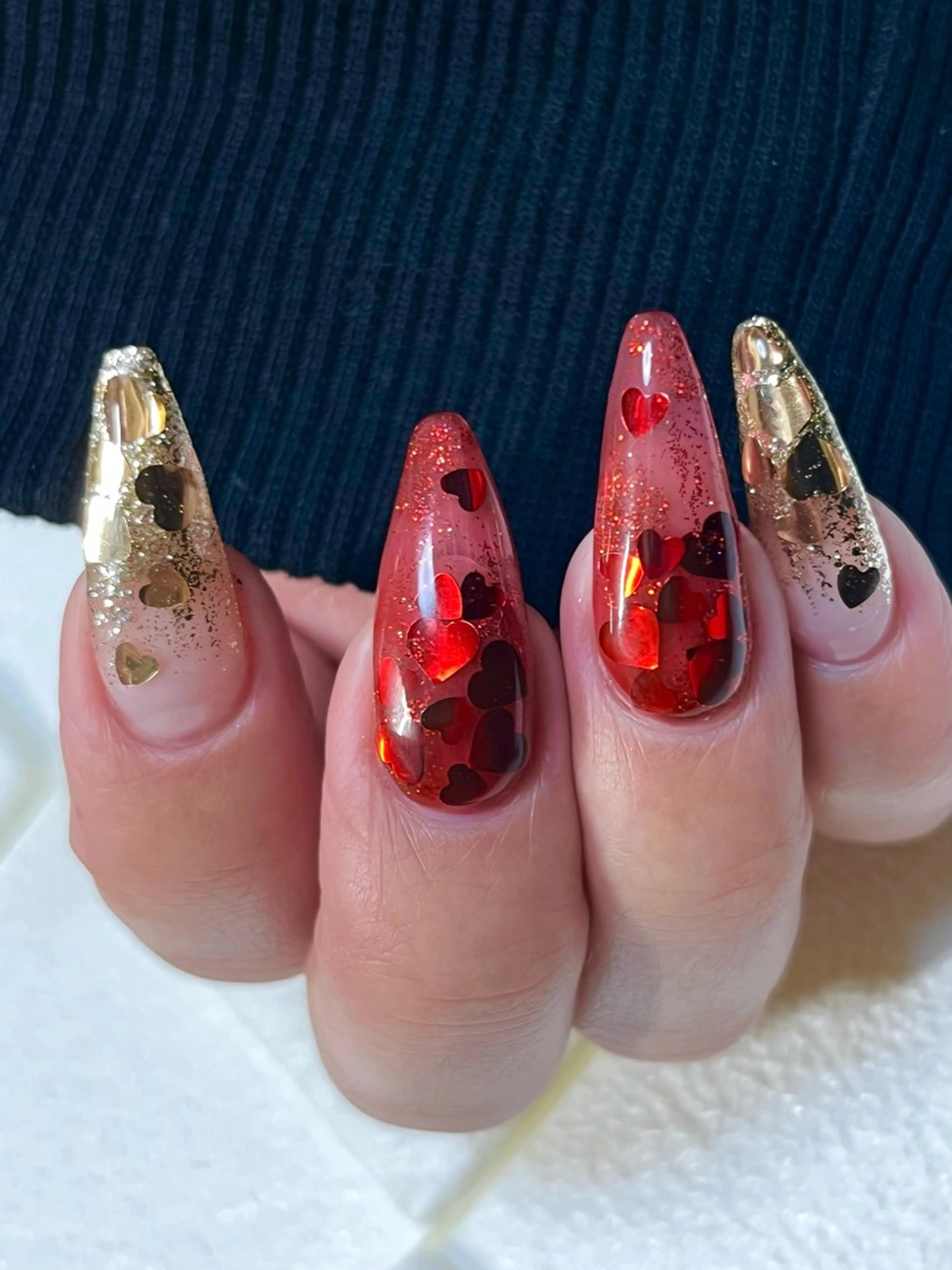 ネイル ガーリー バレンタイン ハンドネイル まり りぃ〜んのネイルデザイン