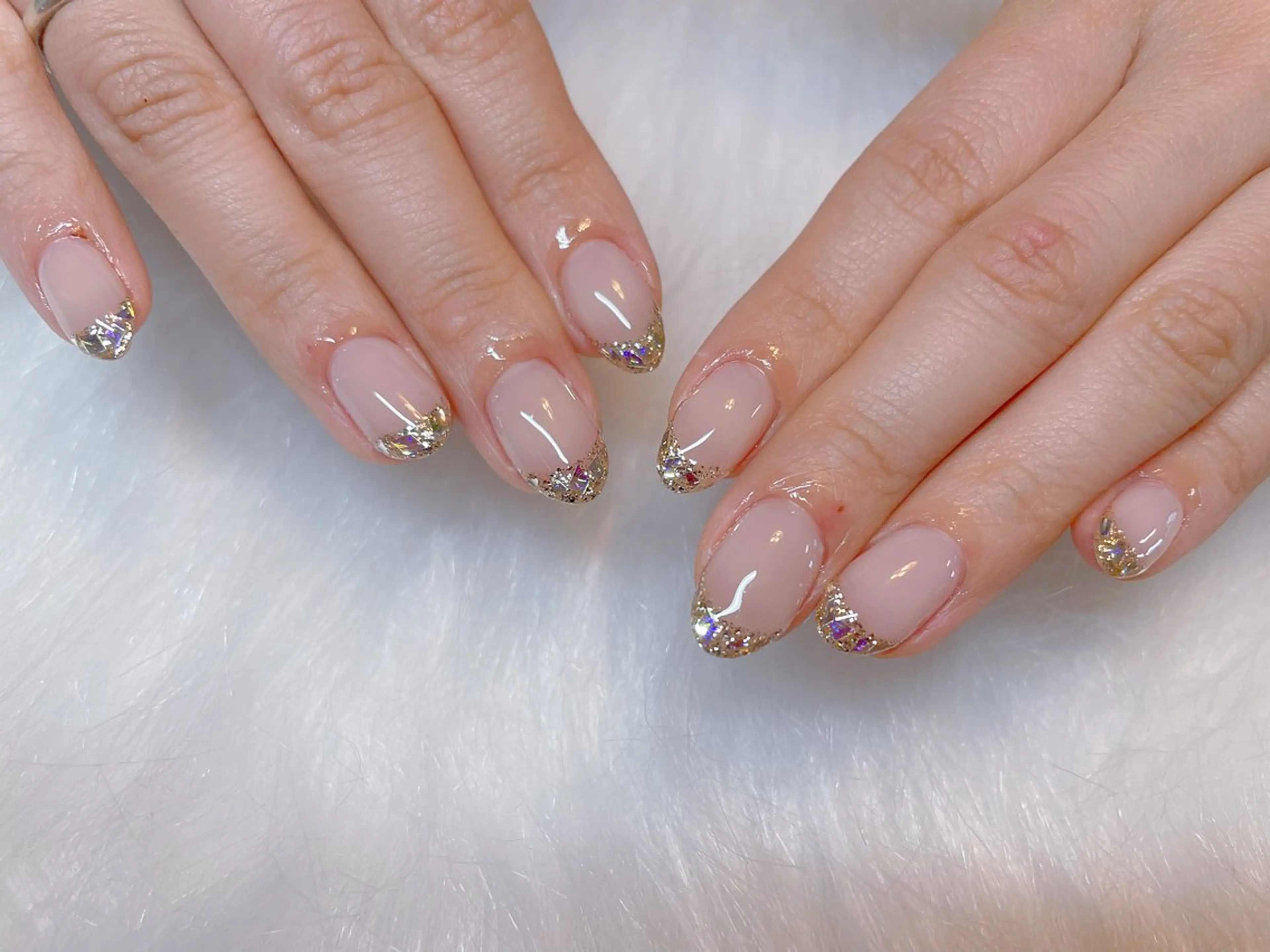 ネイル フレンチネイル ガラスフレンチ ハンドネイル エン Nail salonのネイルデザイン