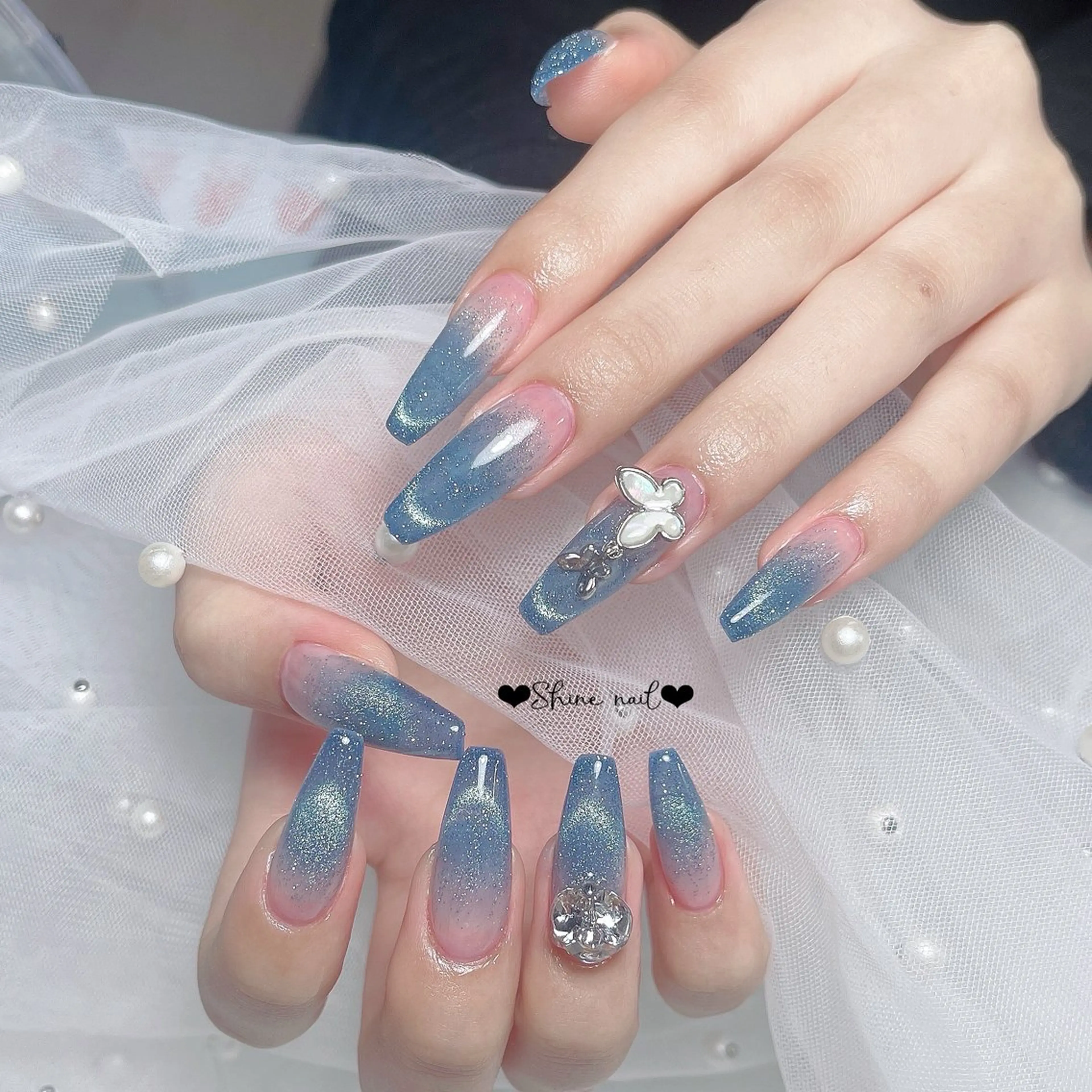 ネイル ハンドネイル 〜Shine Nail〜【サイナネイル】パラジェル／ 長さだし／持ち込み／ワンホン／フィルイン所属・shine 🎀 長さだし&デザインのネイルデザイン