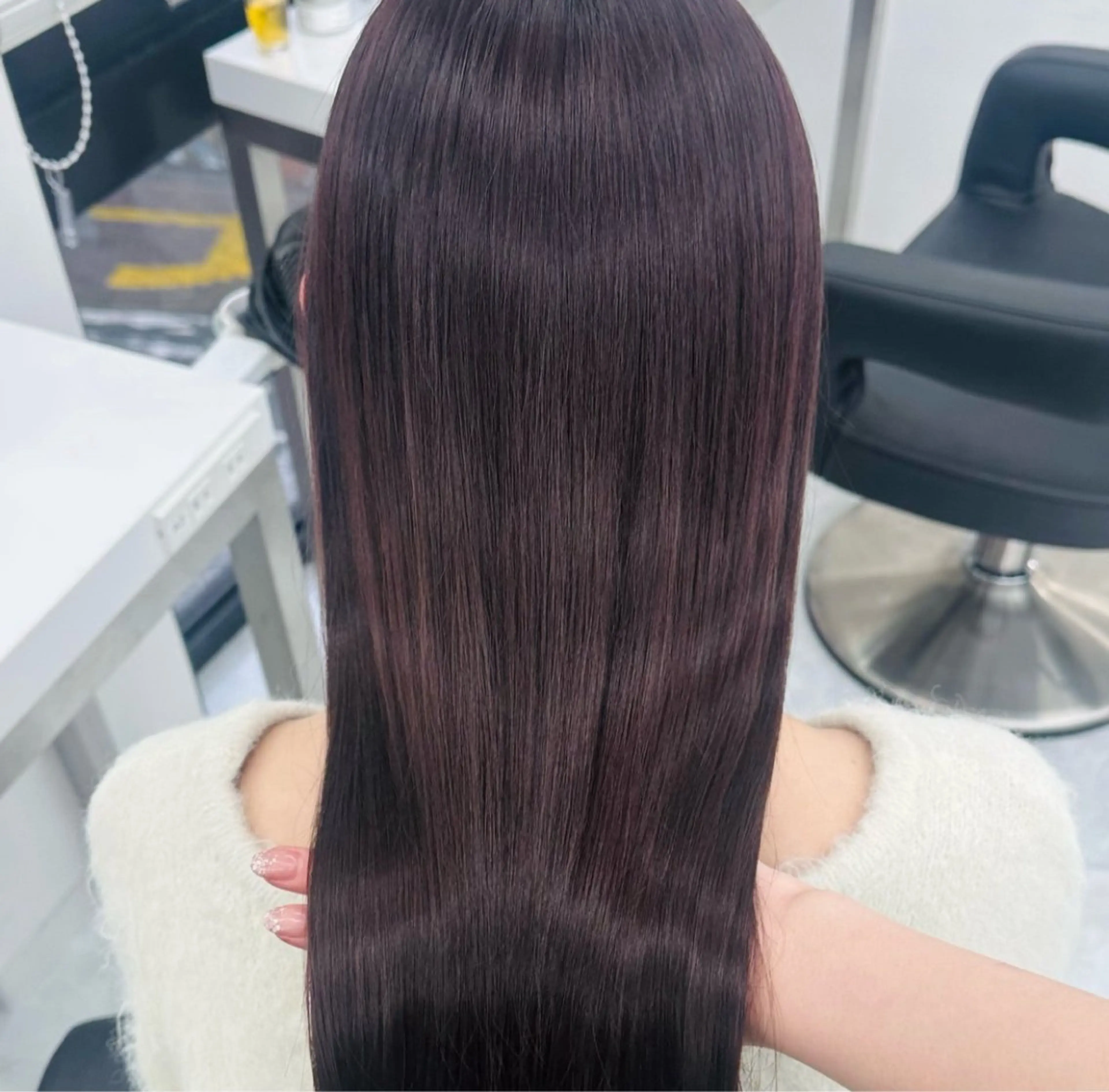 ロング ヘアカラー トリートメント 韓国ヘア/ブリーチ無 しWカラー/オリーブのヘアスタイル