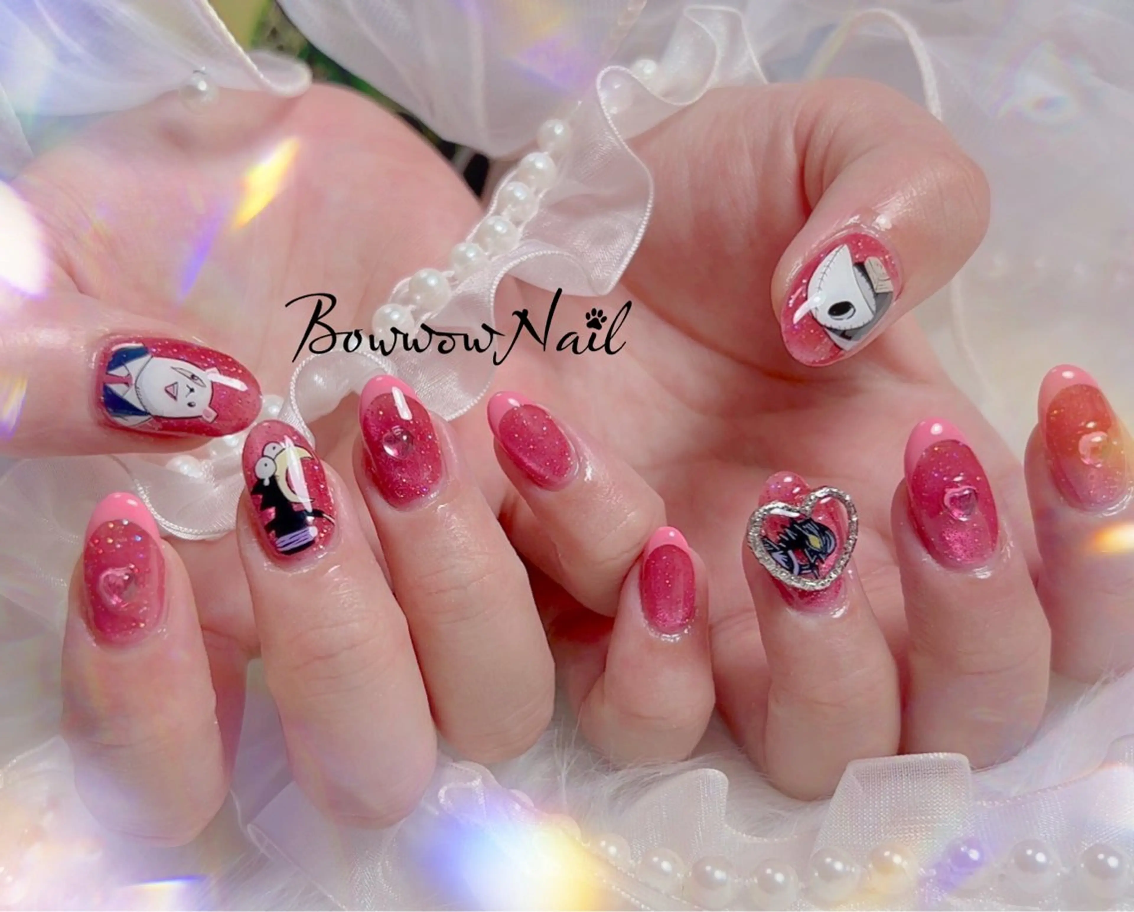 ネイル キラキラネイル 韓国ネイル ワンホンネイル ハンドネイル Bow wow Nail さや🧸のネイルデザイン
