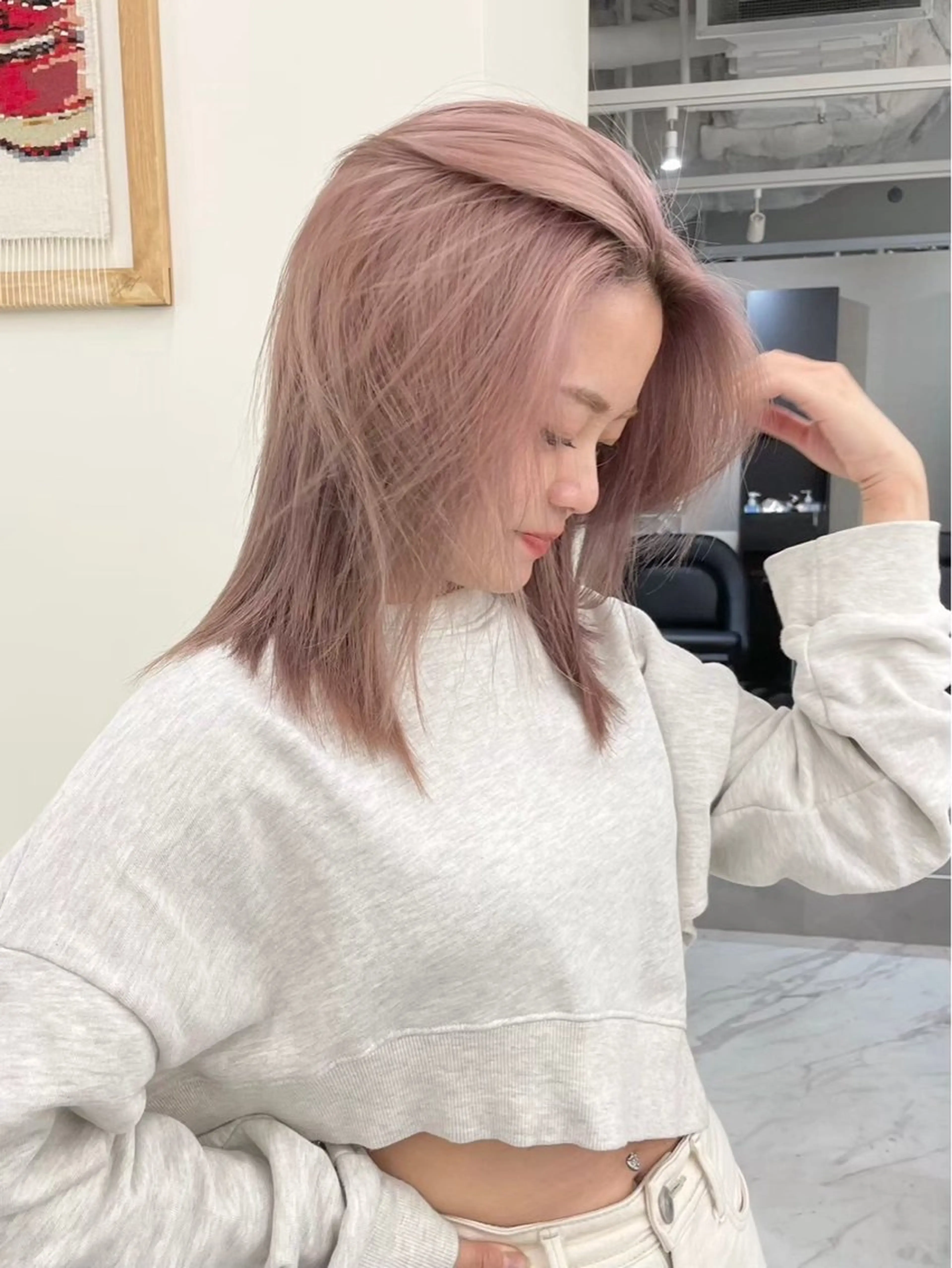 カラー ヘアカラー ワンホン×髪質改善 つのーか🩶‪🫧のヘアスタイル