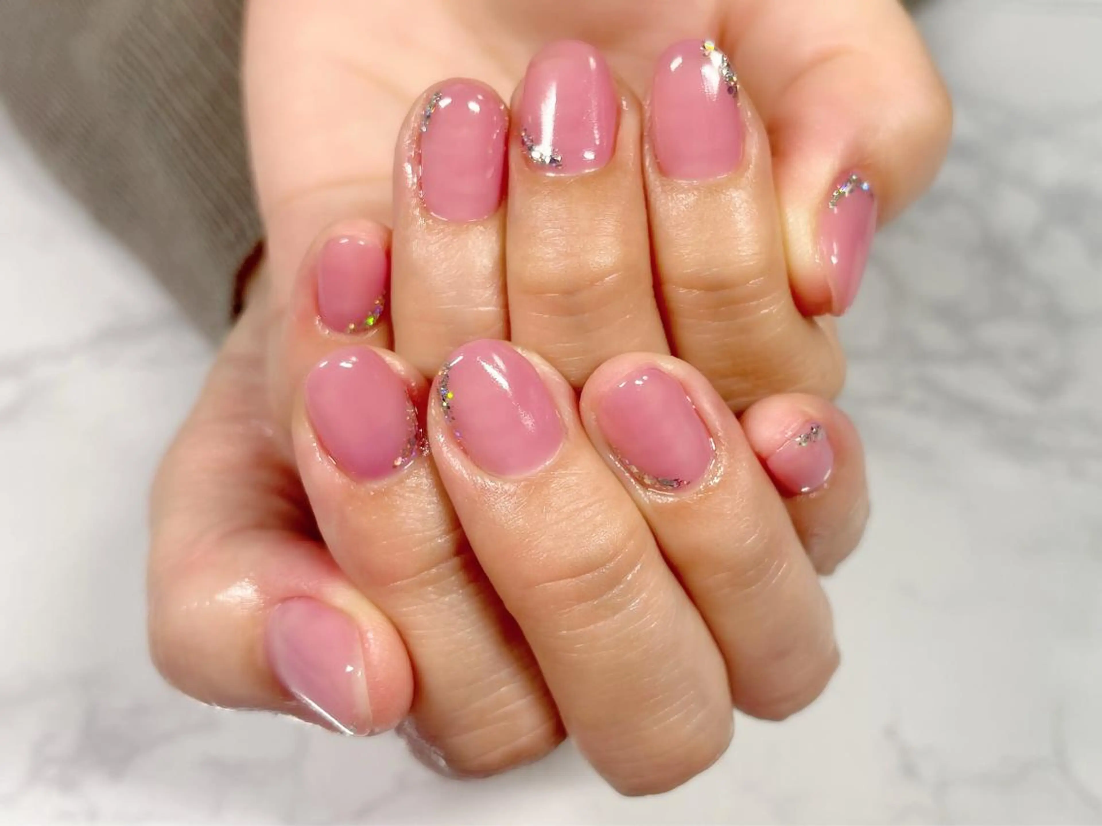 ネイル ラメ(グリッター) ピンク ハンドネイル KURELLY所属・Nail Salon KURELLYのネイルデザイン