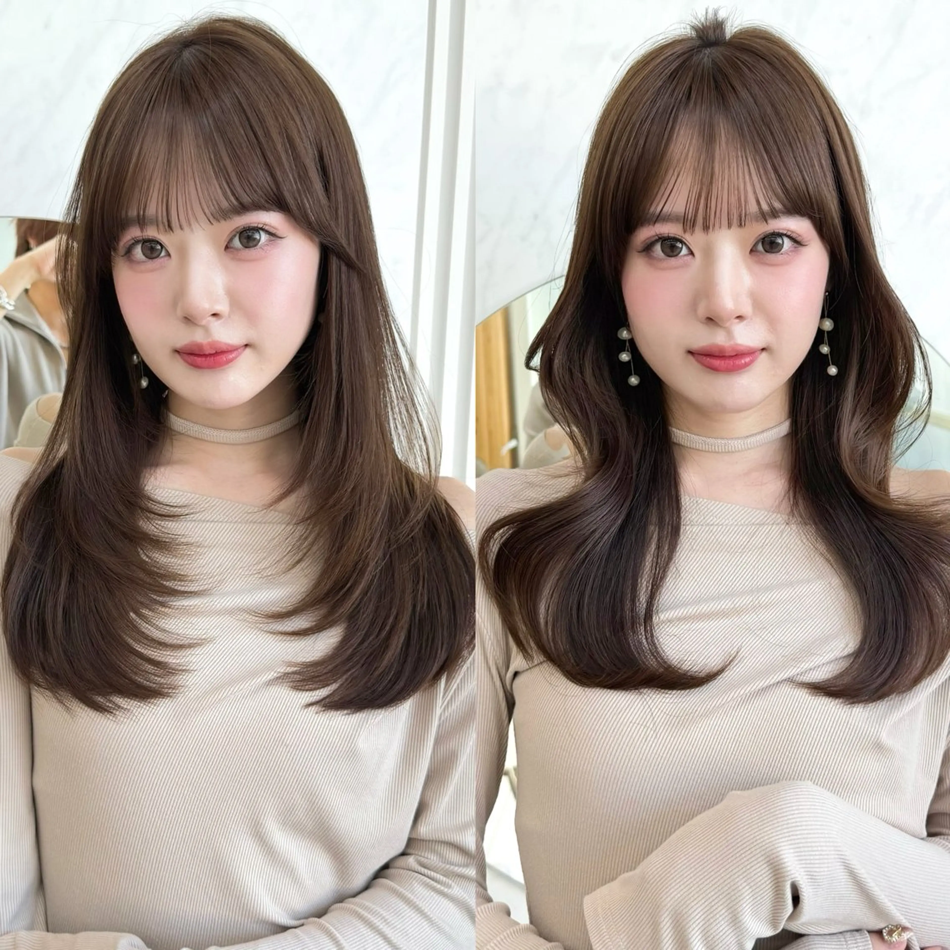 セミロング レイヤーカット/ 顔まわり/アオイのヘアスタイル