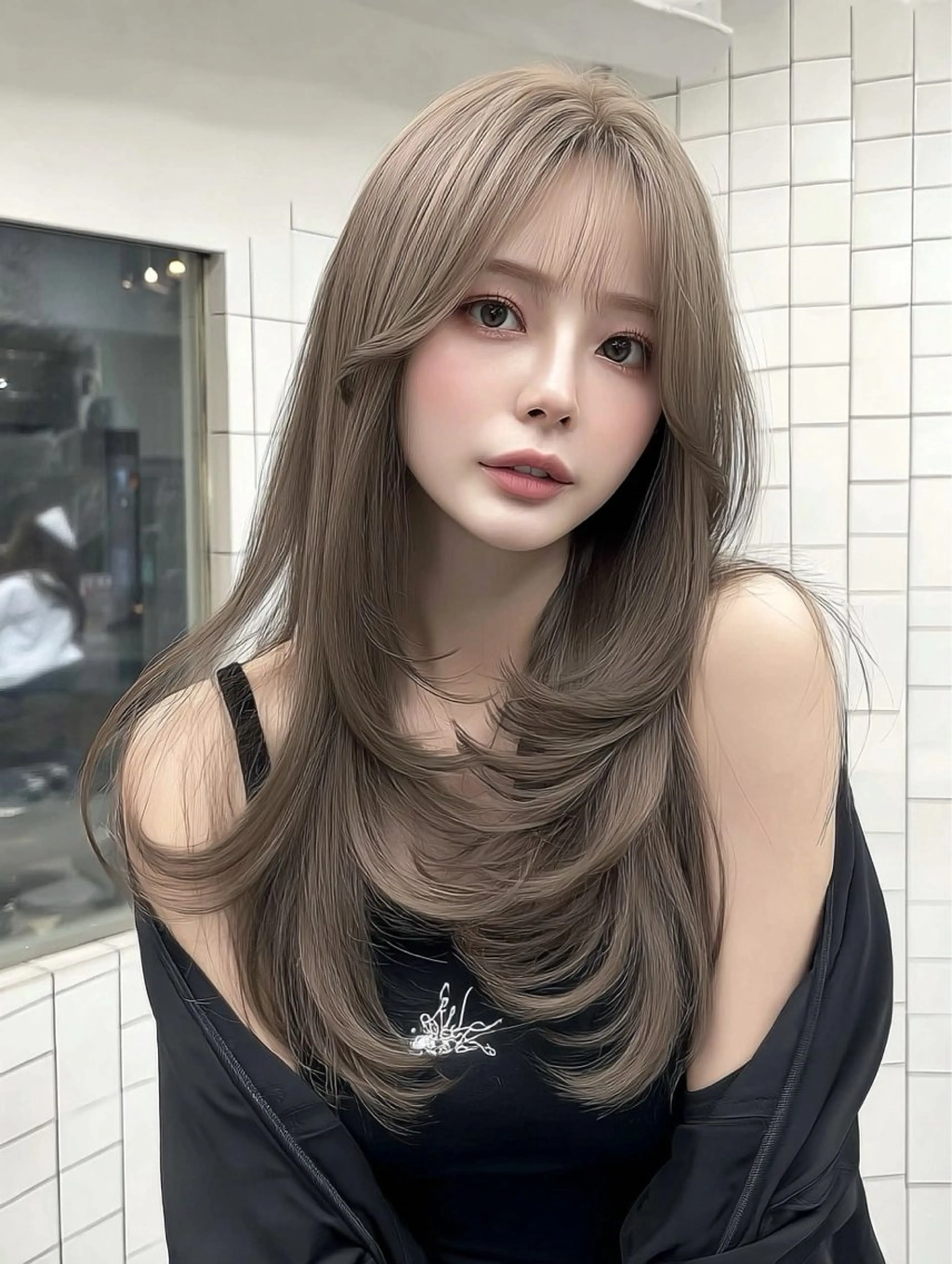ロング カラー 鍋島 美華のヘアスタイル