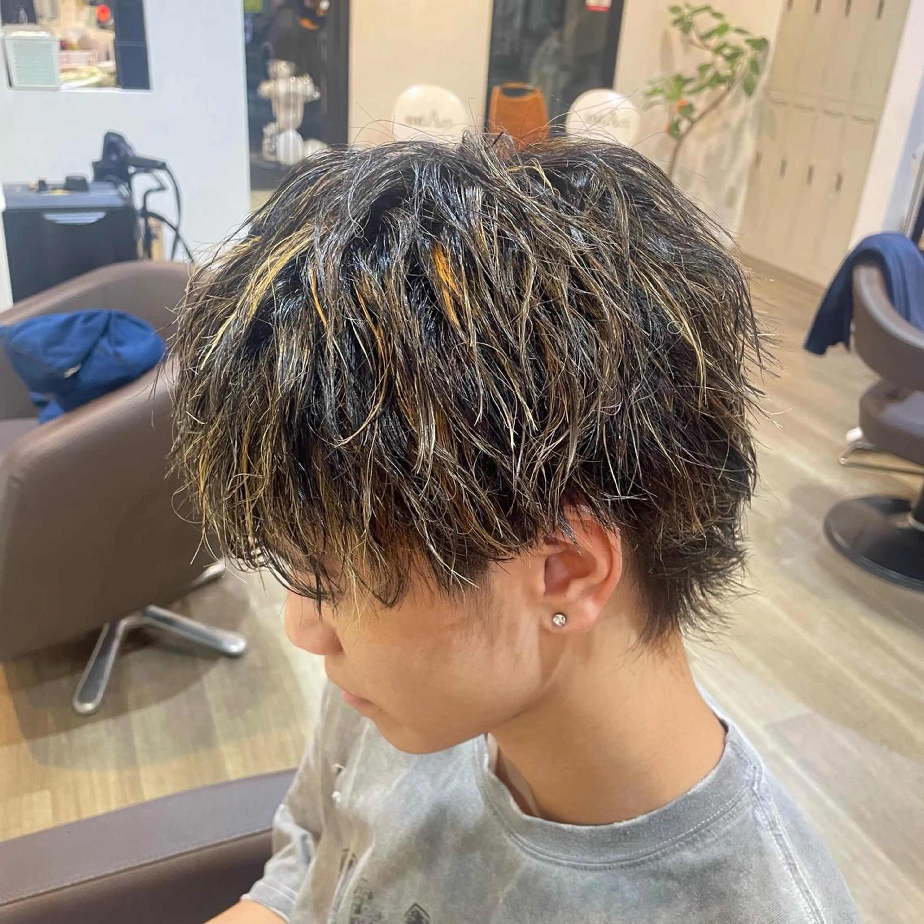 ショート メンズ メンズハイライト ハイライト カツキ/GARTE 代官山のヘアスタイル