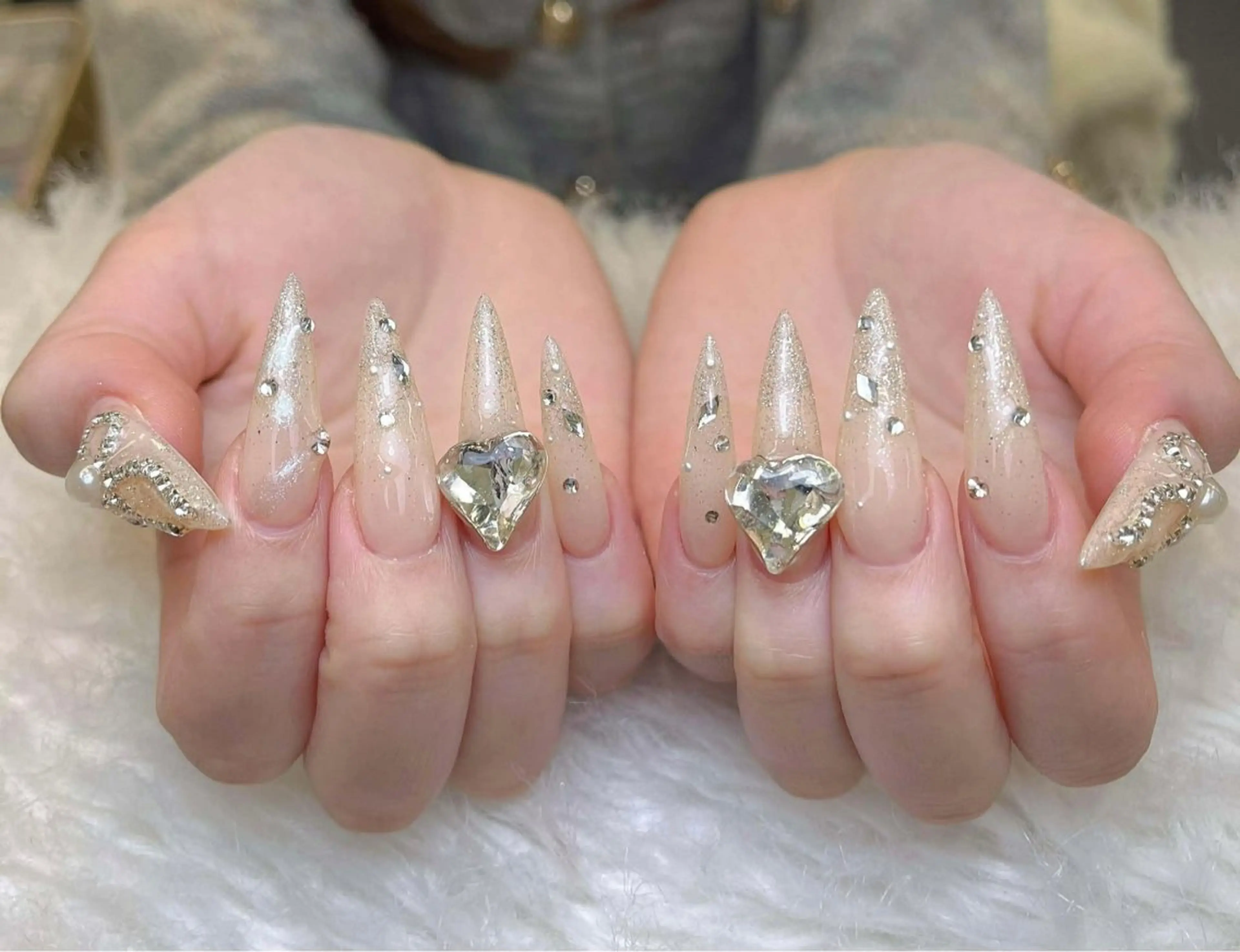 ネイル フレンチネイル ジェルネイル ガーリー 韓国ネイル ロングネイル ハンドネイル NieNail Nezukoのネイルデザイン