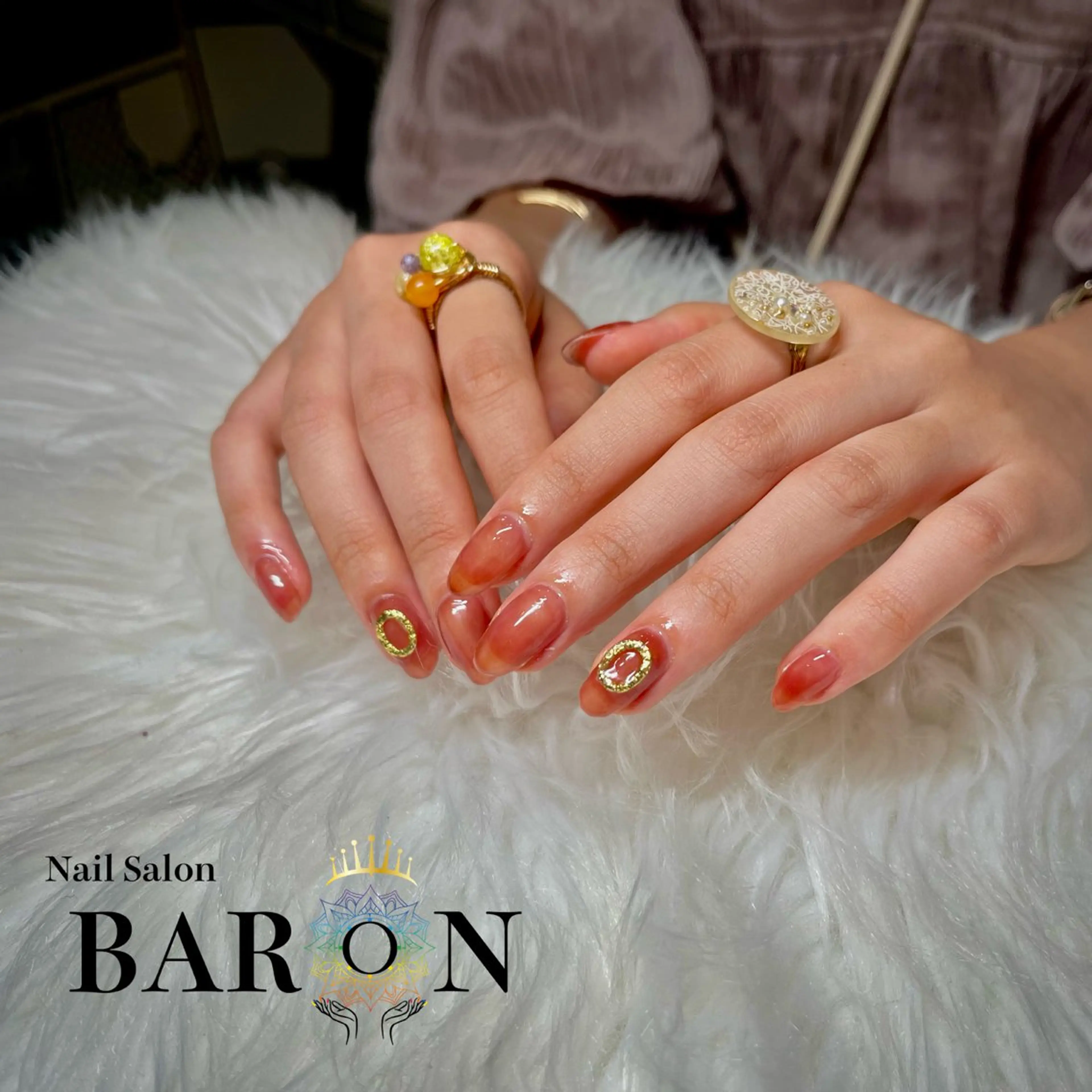 ネイル ボルドー ブラウン ハンドネイル ☆SAKI☆ BARON 店長のネイルデザイン