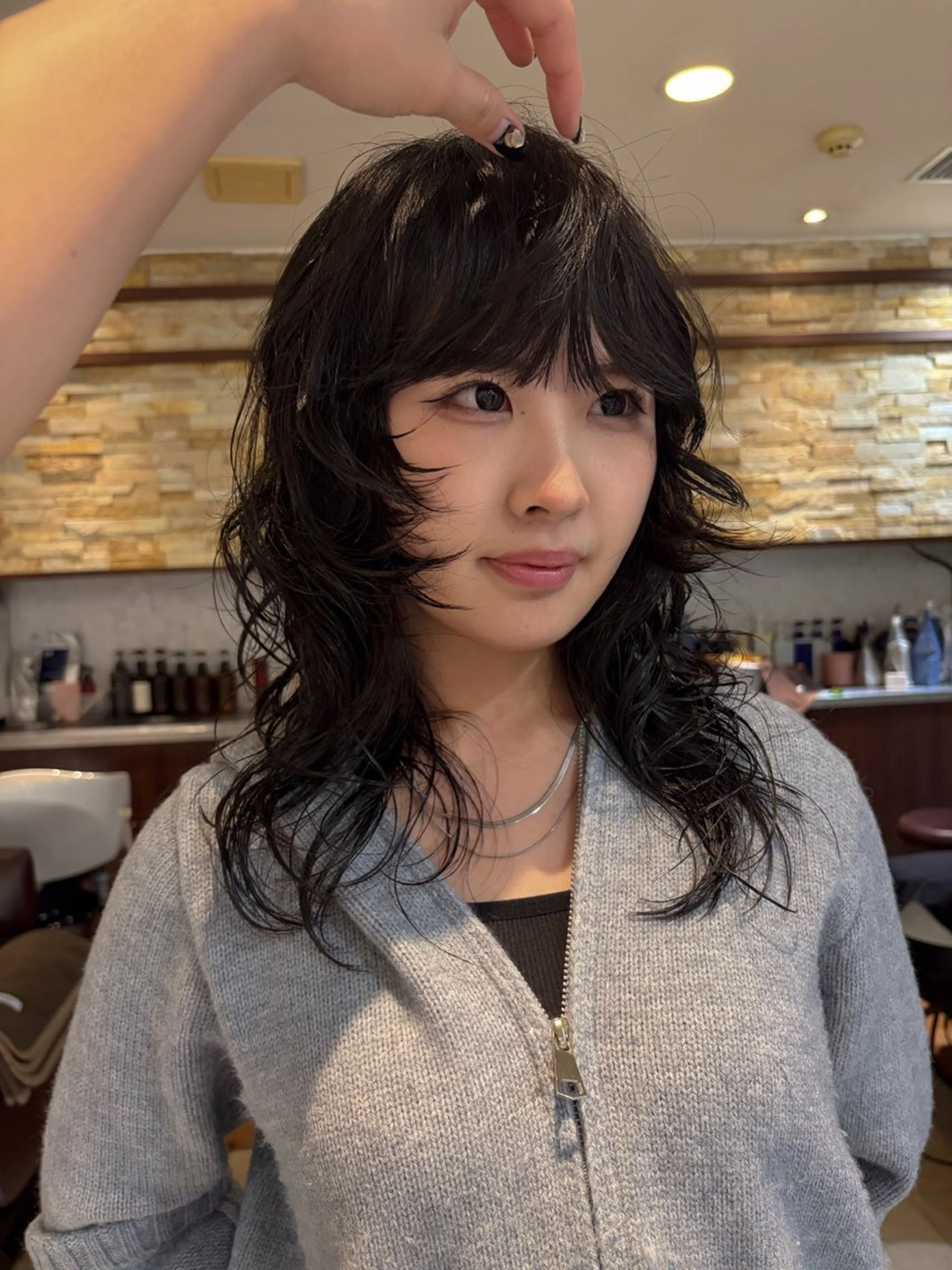 セミロング パーマ セミロングパーマ くせ毛 顔周りカット レイヤーカット 似合わせカット カット パーマ ボブ/パーマ kusa‪🌱‬のヘアスタイル