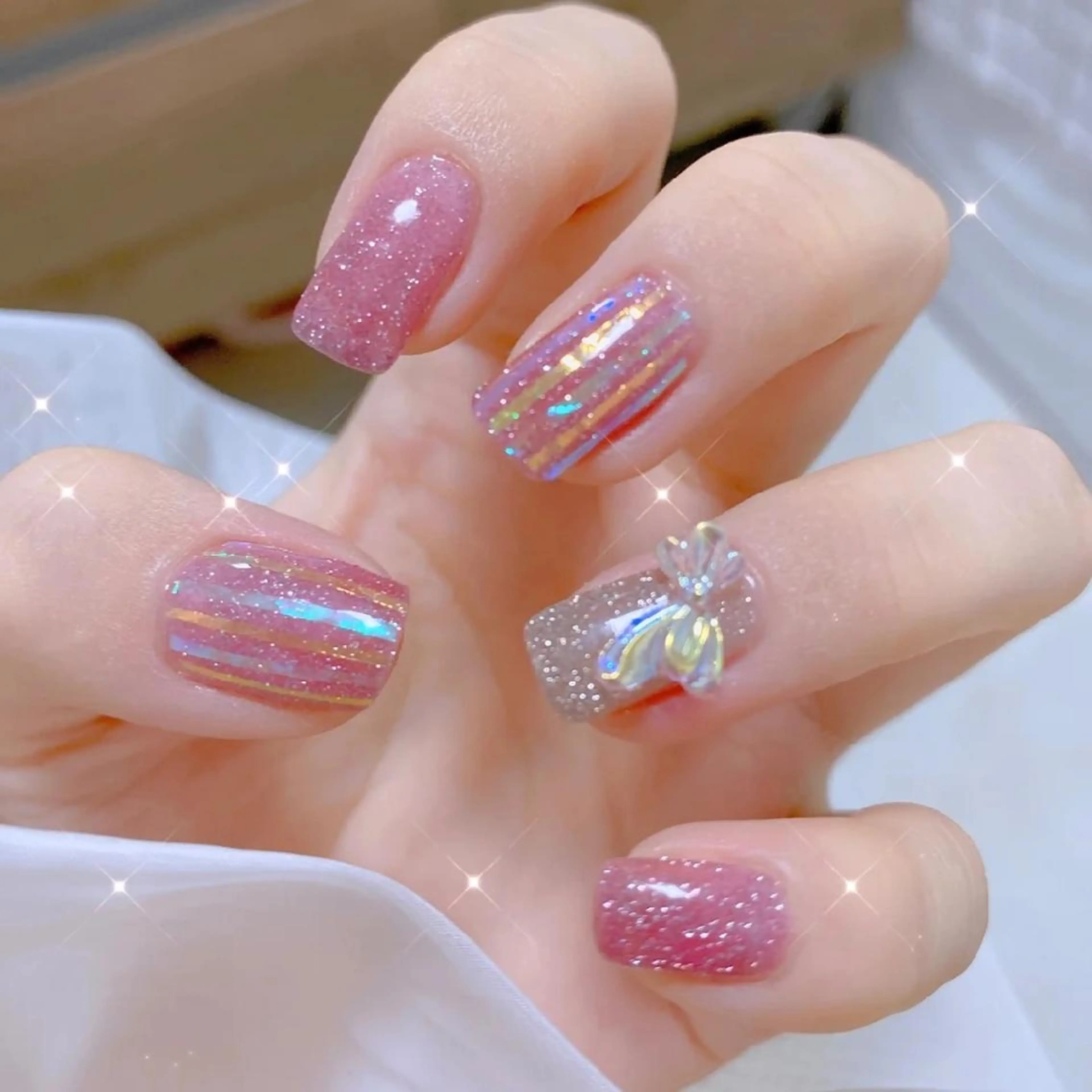 ネイル フラッシュネイル ネイリストゆか💅 長さだし、深爪矯正のネイルデザイン