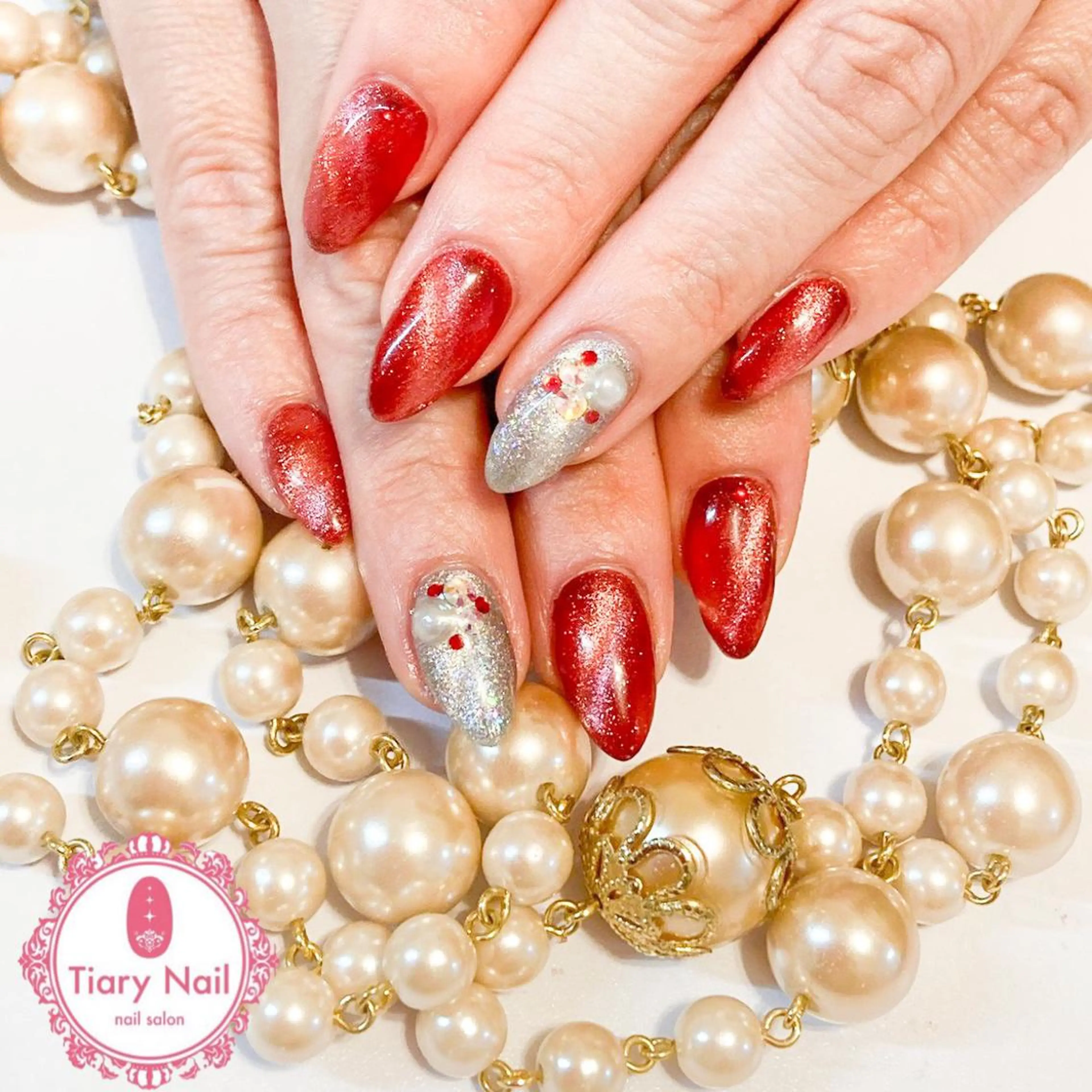 ネイル 桜ネイル クリアネイル フットネイル ジェルネイル キラキラネイル 💗🪽Tiary Nail🪽💗のネイルデザイン
