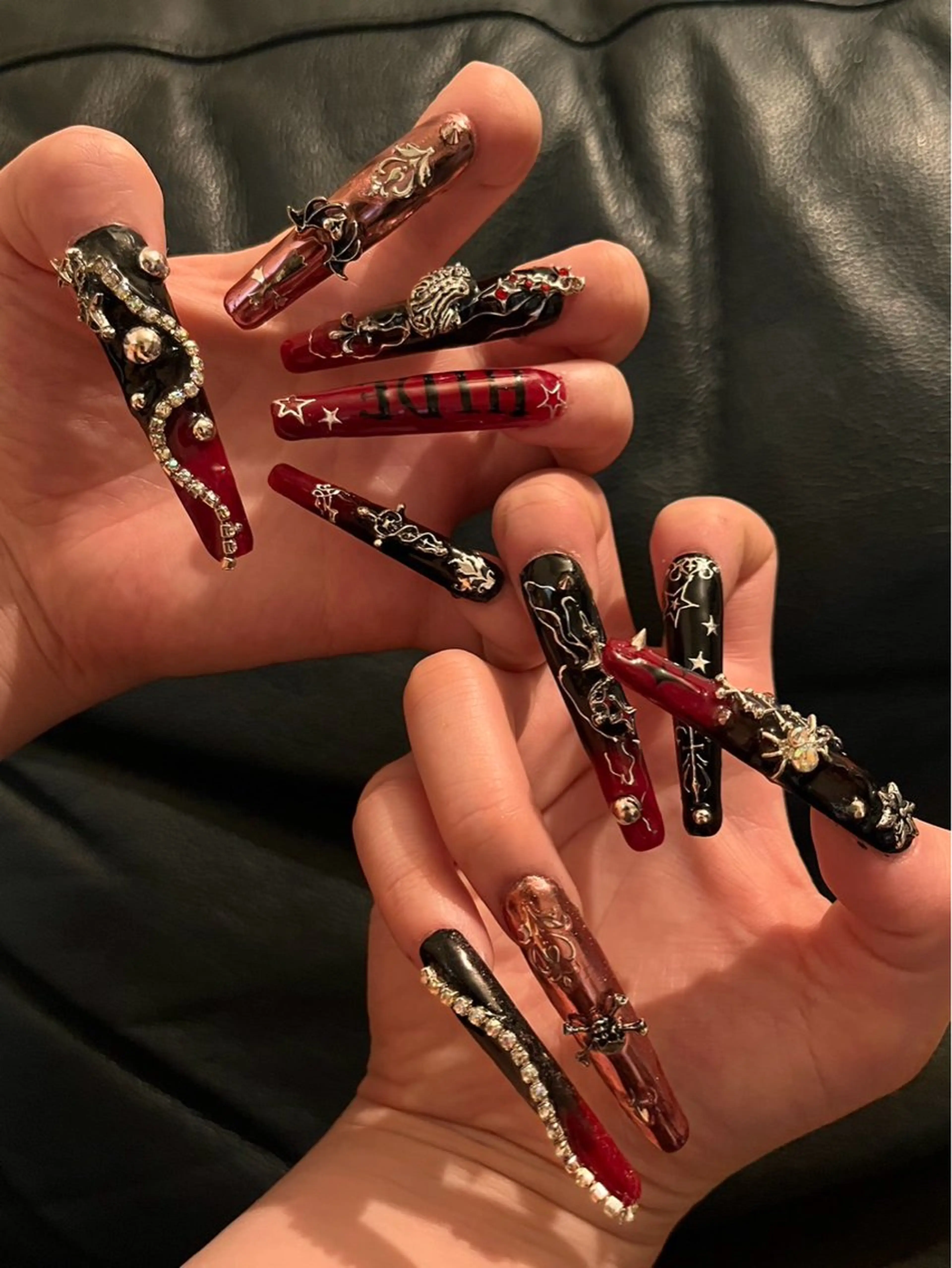 ネイル アートネイル ロングネイル あお ジュニアネイリストのネイルデザイン