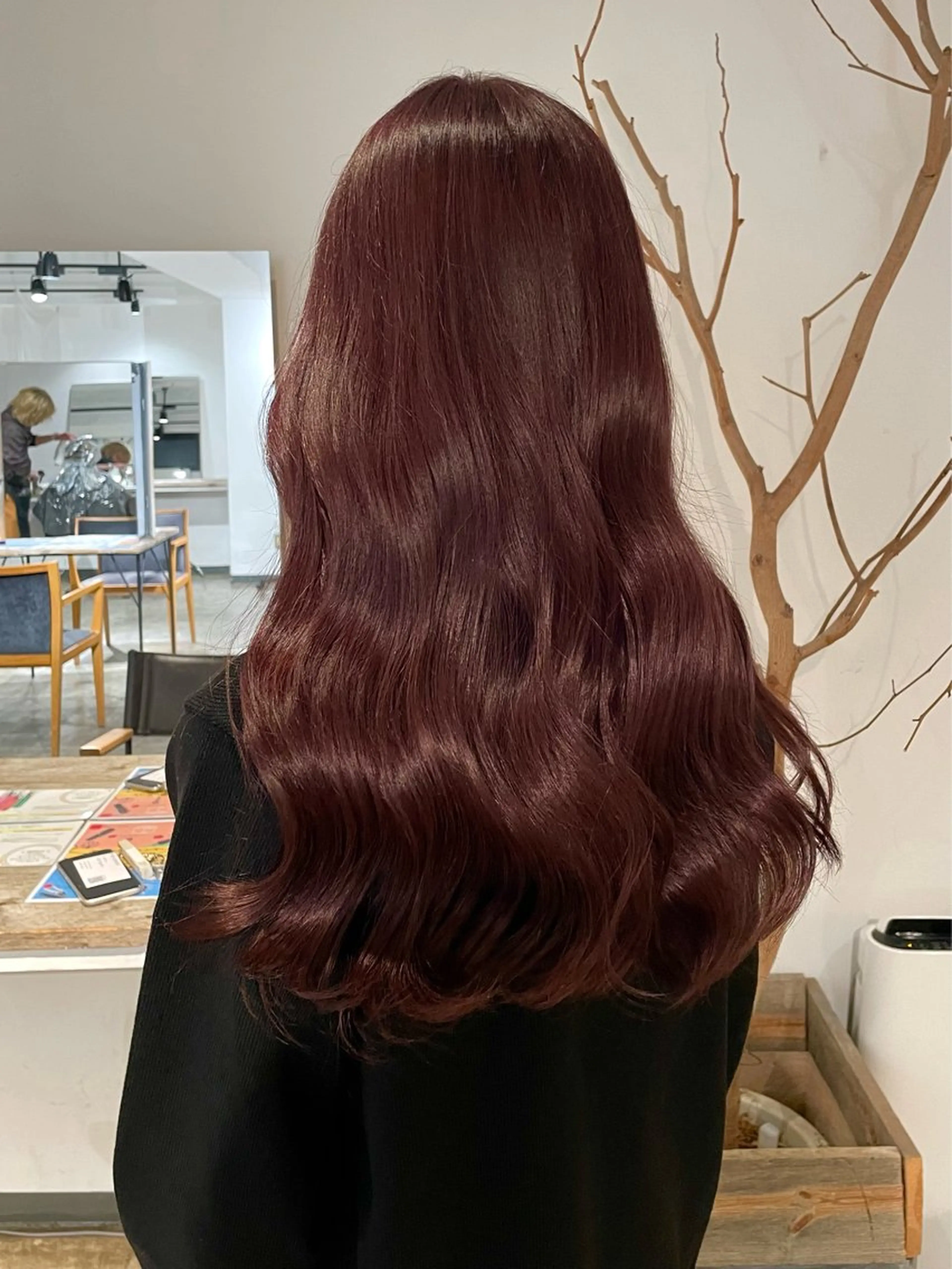 ロング カラー ブリーチ ボルドーカラー ブリーチなしカラー レッドカラー 暖色カラー🍒 ケアブリーチ/akiのヘアスタイル