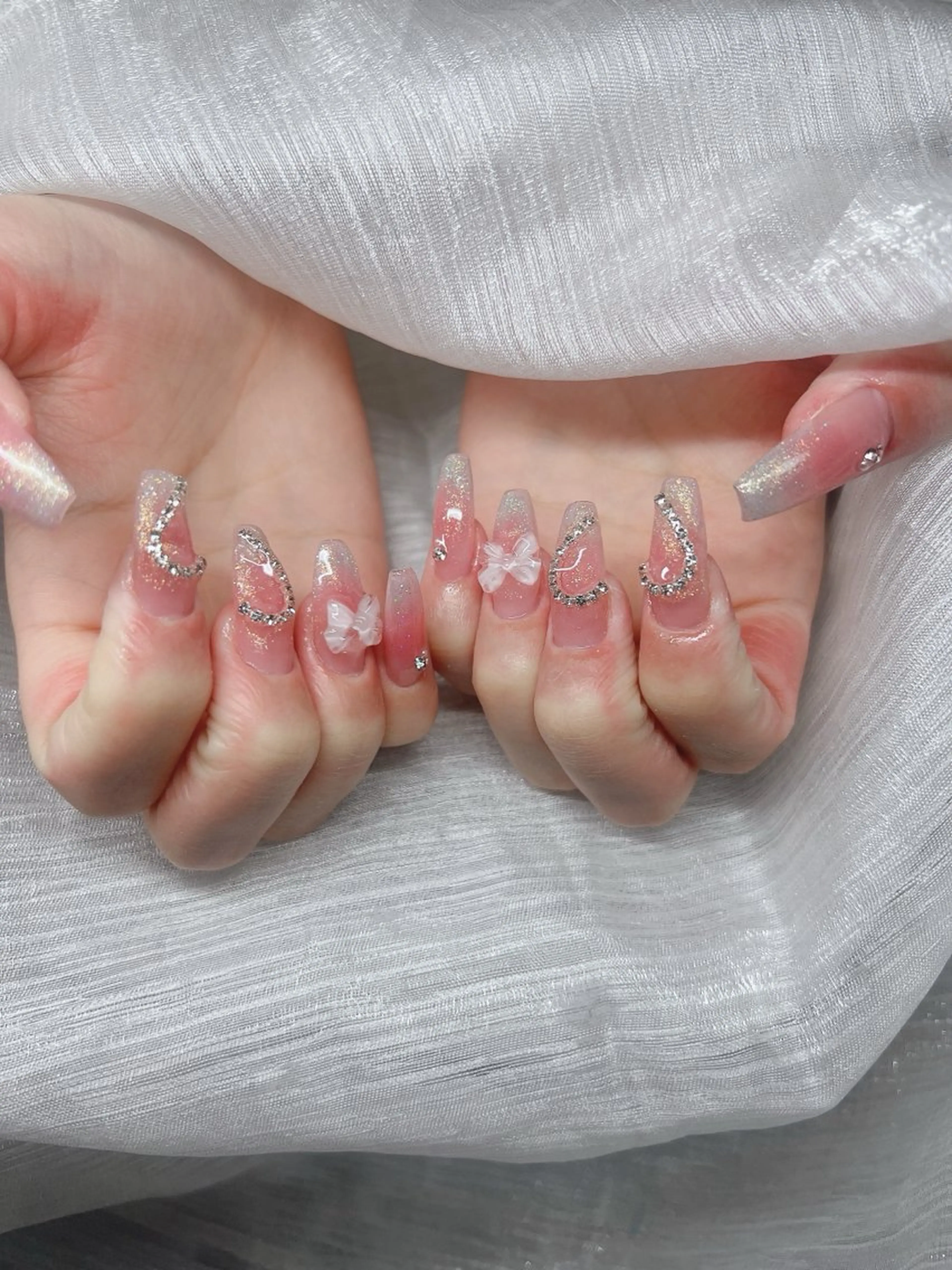 ネイル オーロラネイル チークネイル 長さ出し フットネイル フレンチネイル ハンドネイル Lee Nails チップ長さだし専門店のネイルデザイン