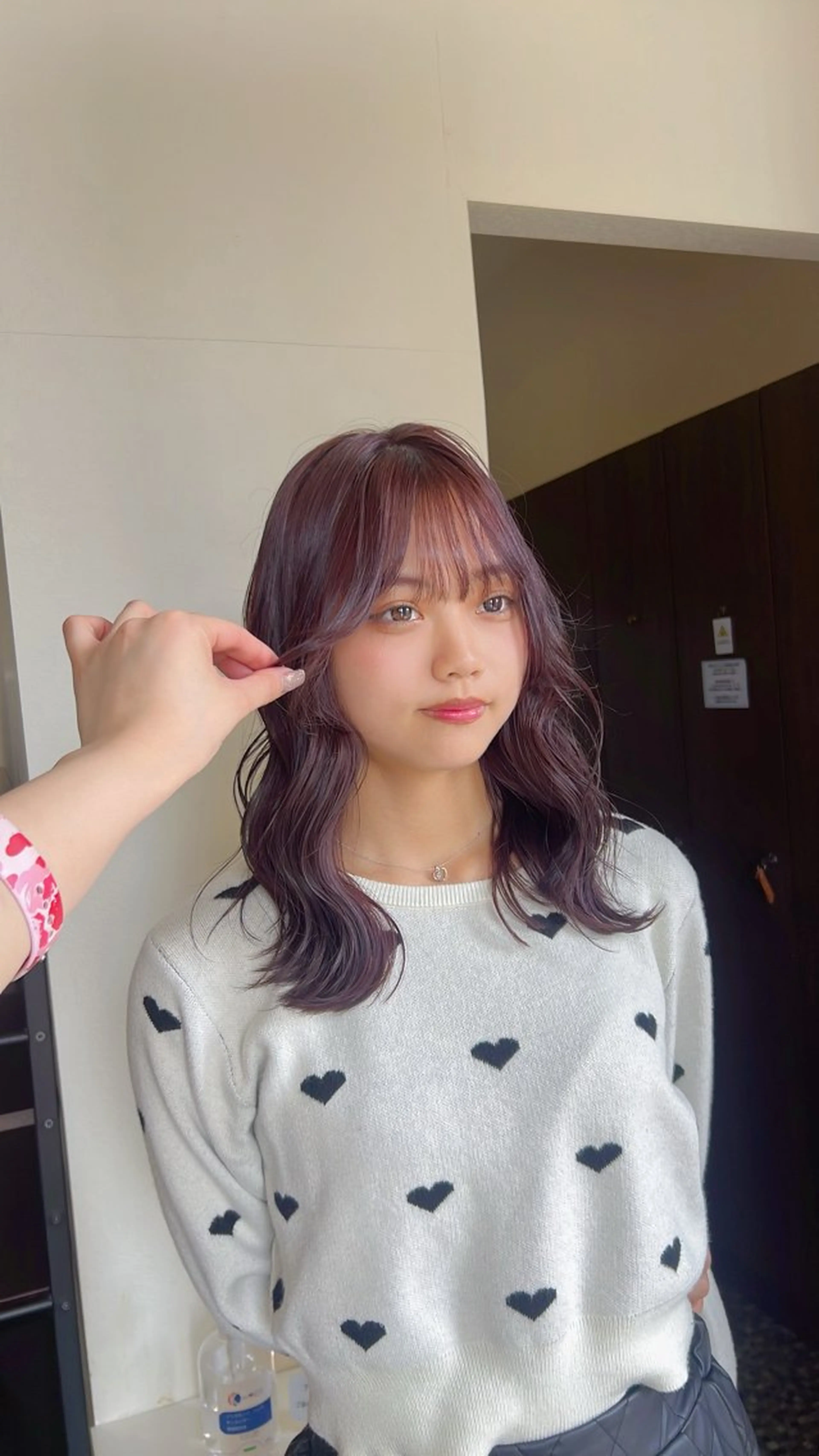 セミロング ヘアカラー トリートメント 譜久島 かりんのヘアスタイル