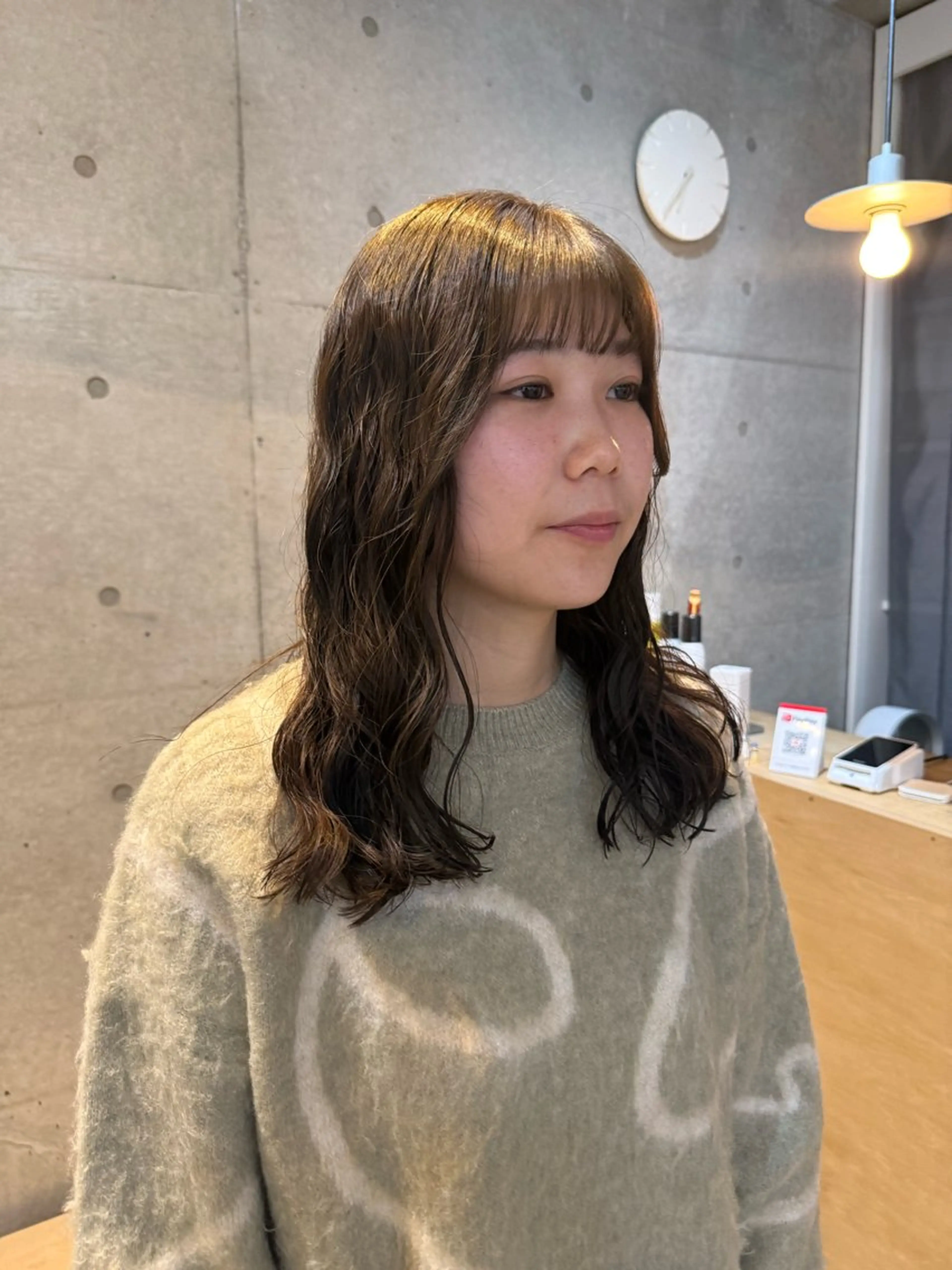 セミロング カット パーマ トリートメント デジタルパーマ ウェーブパーマ/神野のヘアスタイル