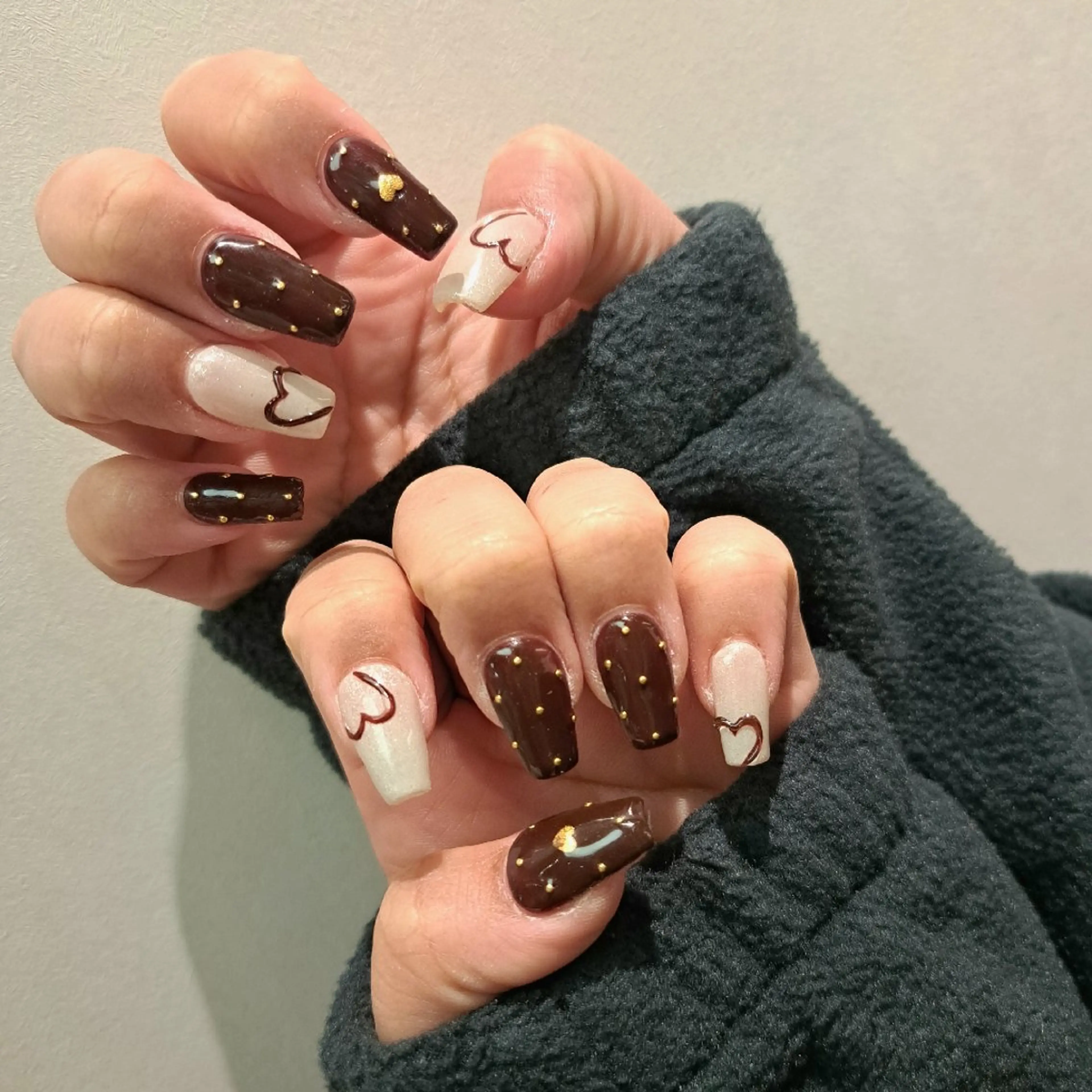 ネイル アートネイル ボルドー 長さ出し ハート 持ち込み Nail mood /アートし放題のネイルデザイン