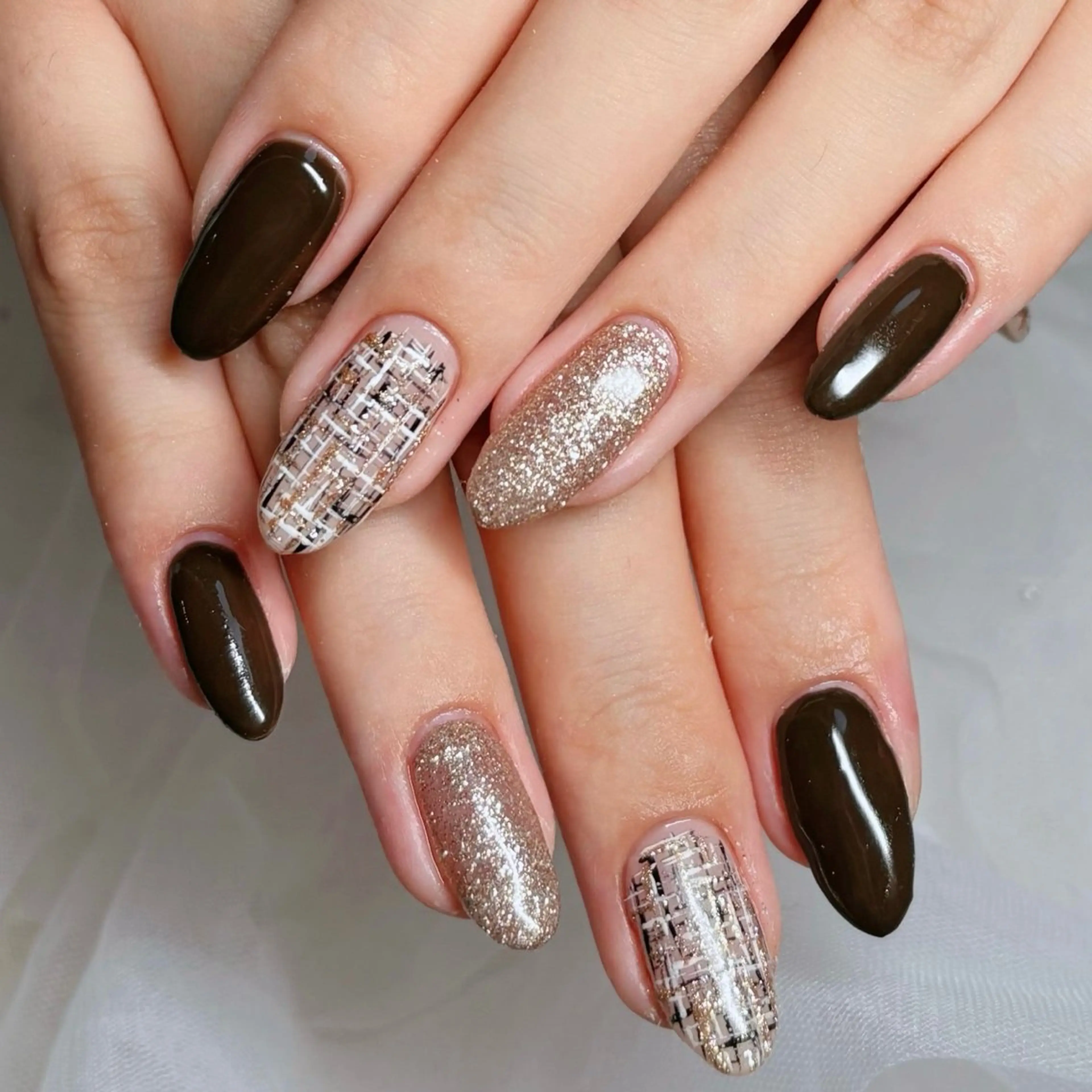 ネイル アートネイル ツイードネイル ハンドネイル cerisier 坂本のネイルデザイン