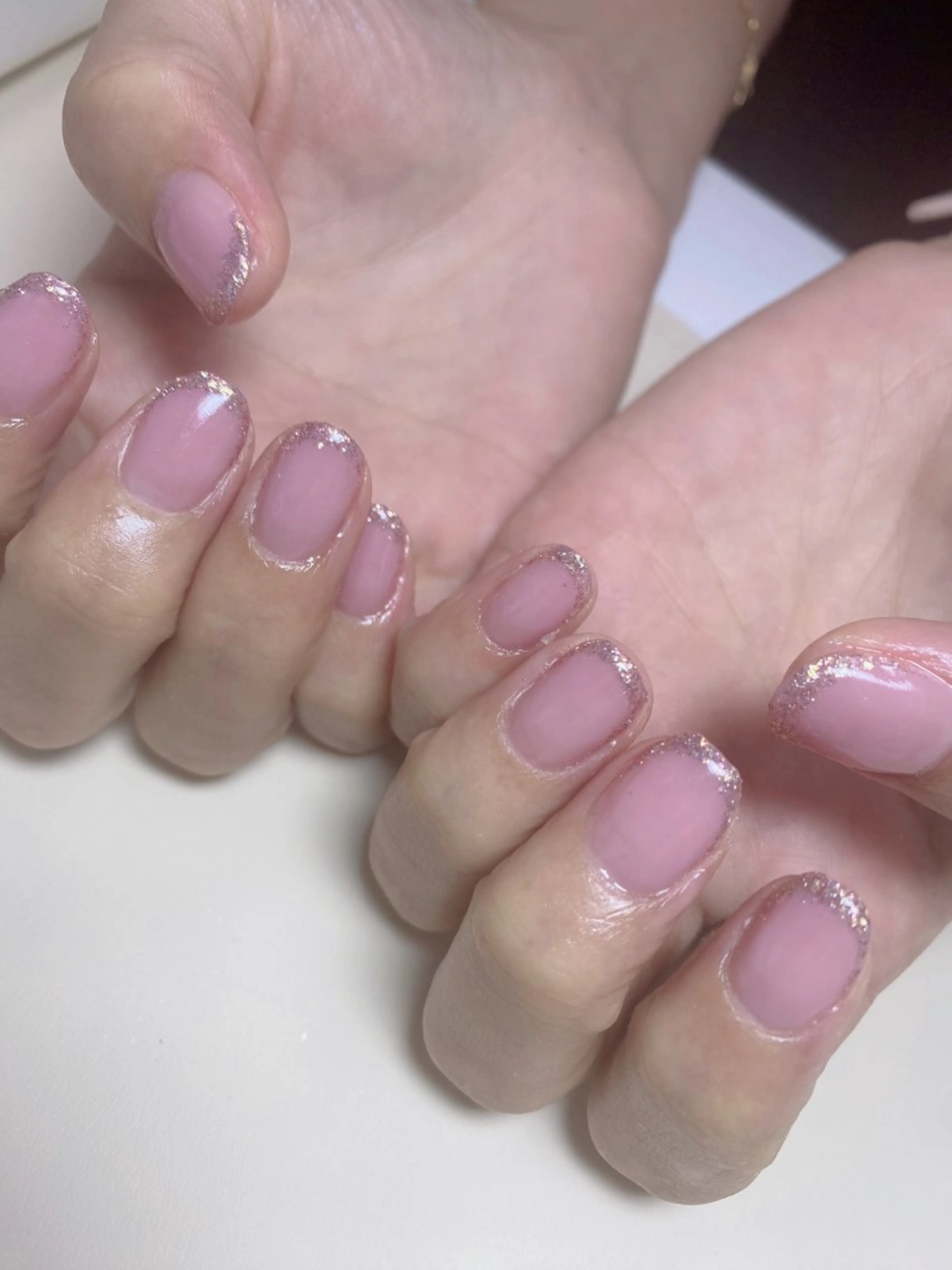 ネイル フレンチネイル ラメ(グリッター) ハンドネイル Nail Salon K 🧸美爪育成のネイルデザイン