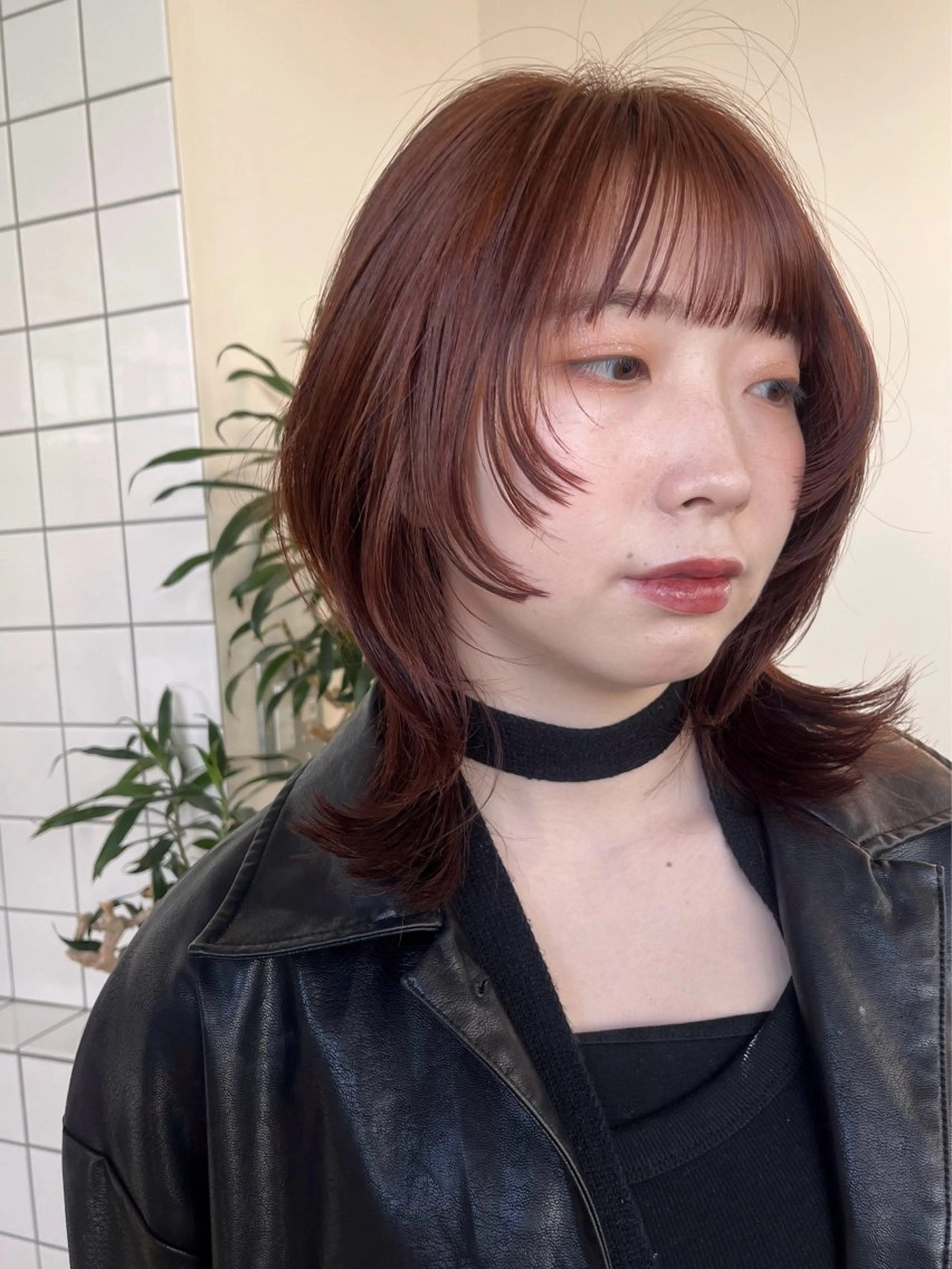 ミディアム カラー カット ヘアカラー ボブパーマ/パーマ ウルフパーマのヘアスタイル