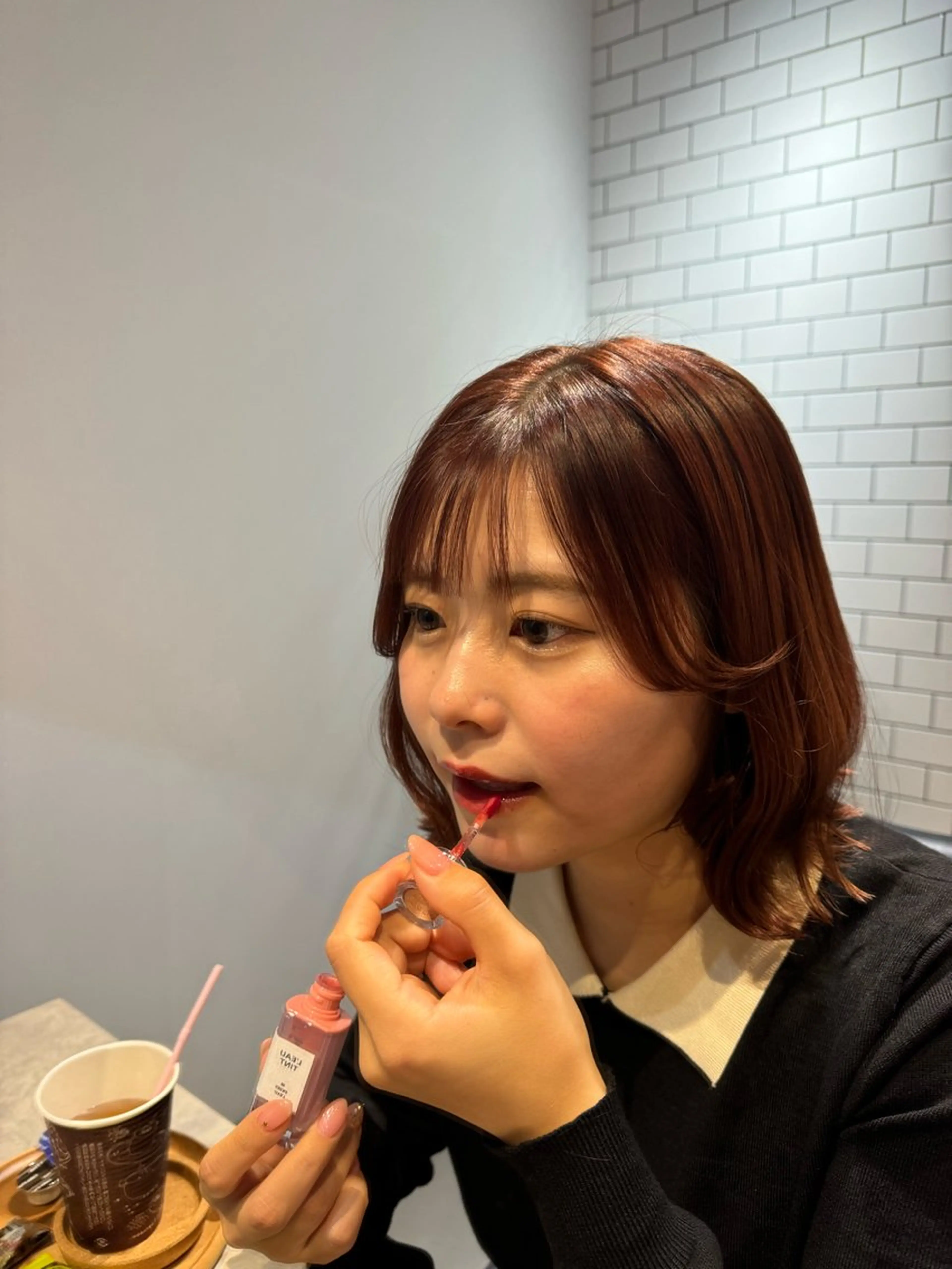 ミディアム カラー ブリーチ ブラウンカラー ブリーチなしカラー ピンクカラー ピンクブラウン 髪質改善×艶カラー Haruのヘアスタイル