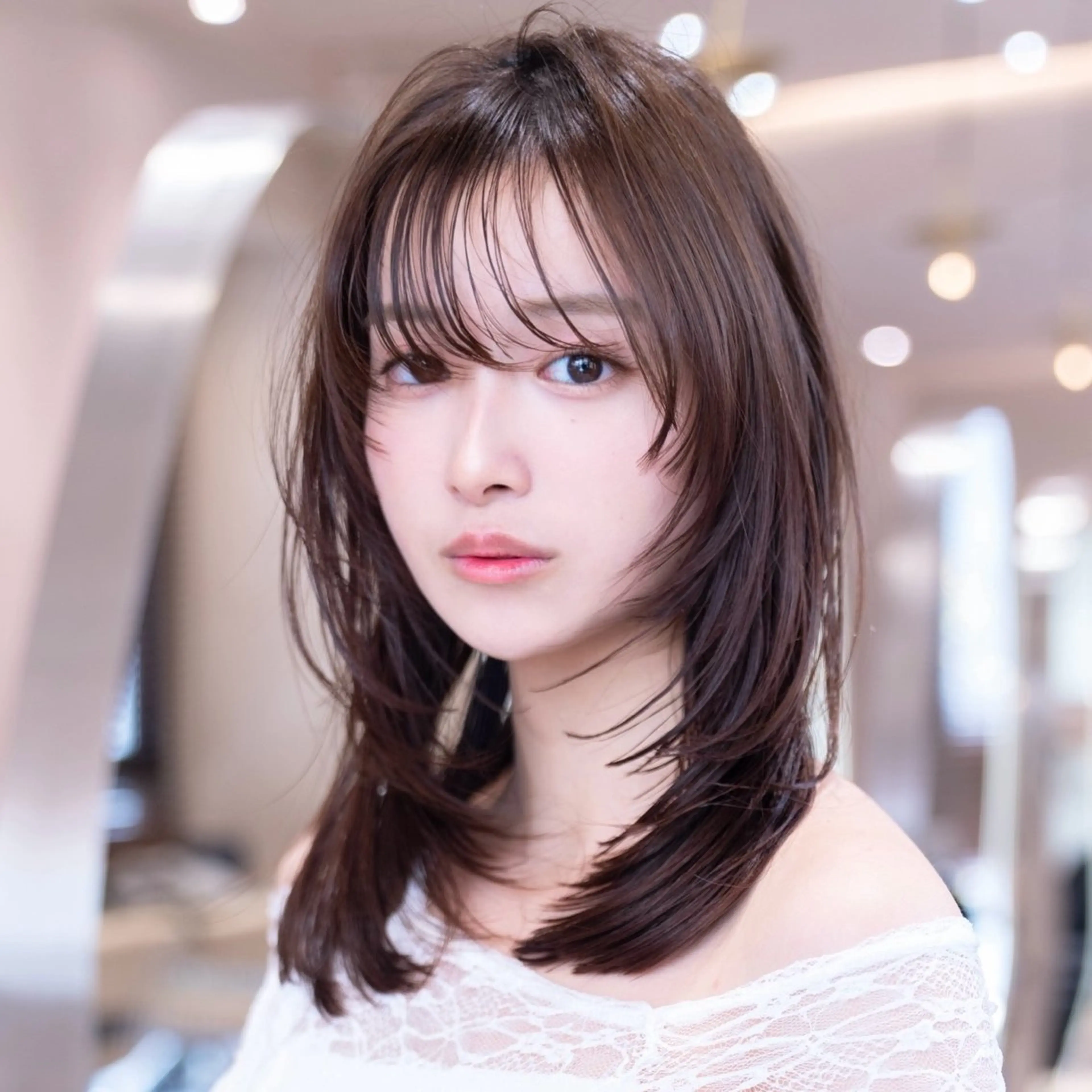 ミディアム カラー カット 渋谷/韓国レイヤー ハッシュカット/堅亘のヘアスタイル