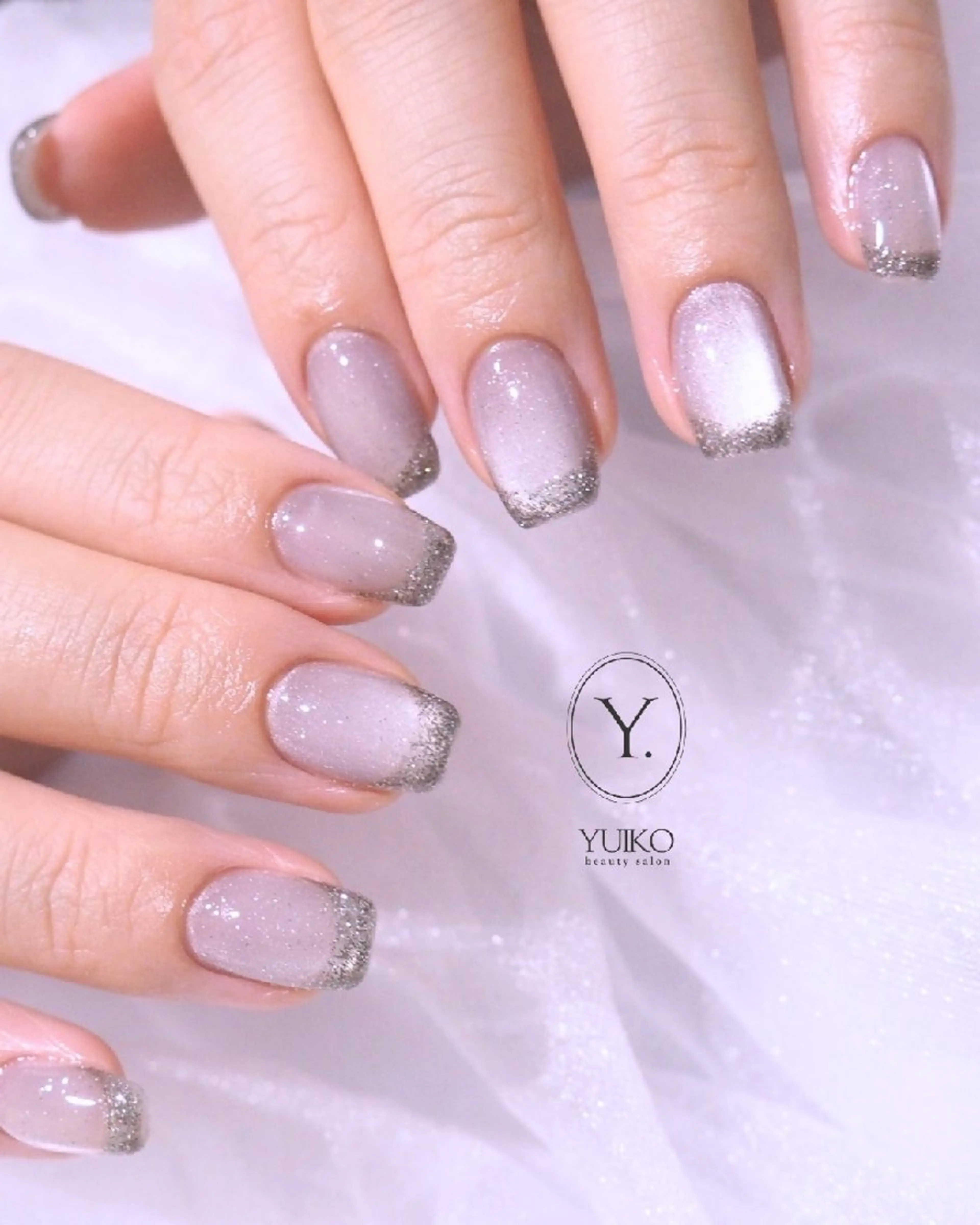ネイル フラッシュネイル フレンチネイル ラメ(グリッター) ハンドネイル YUIKO _nail のネイルデザイン