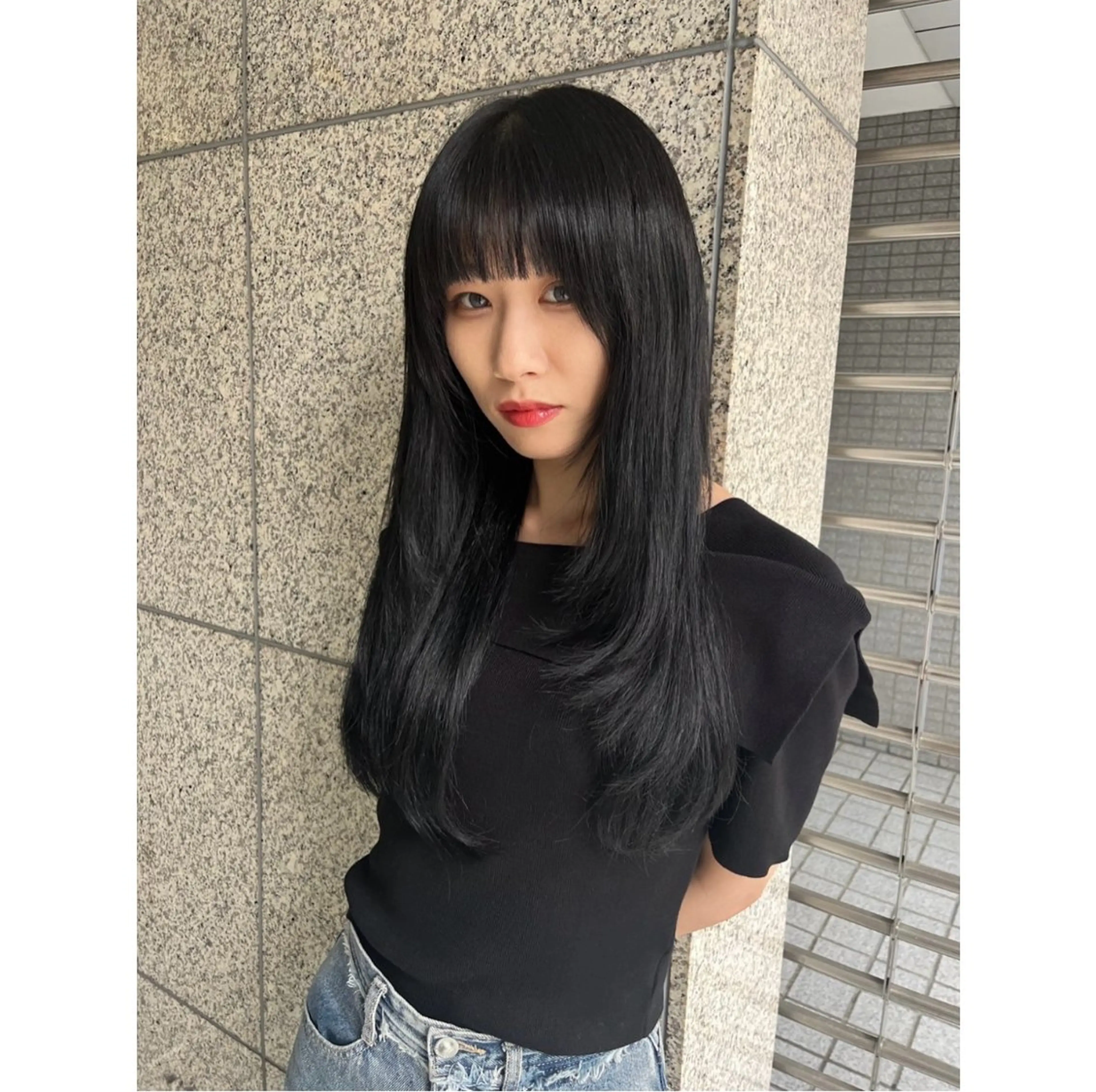 ロング カラー+ちび編み込み エクステ梅田🐨のヘアスタイル