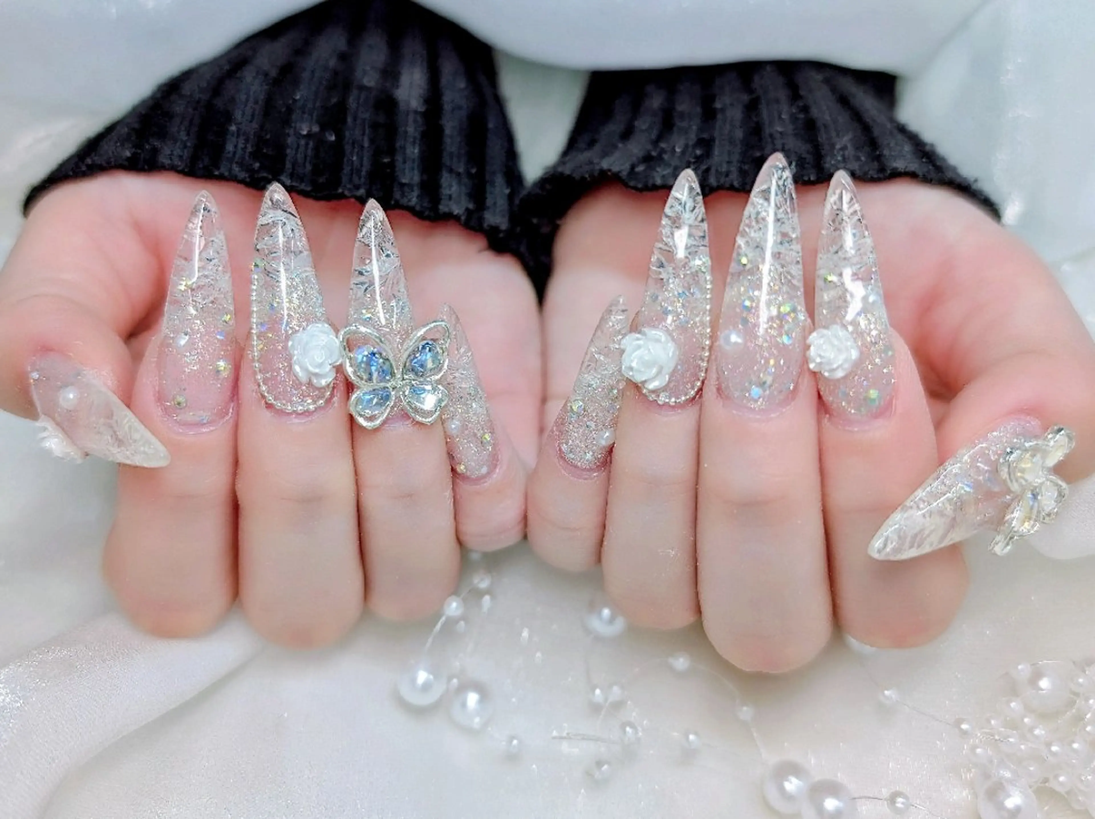 ネイル チークネイル 成人式 長さ出し フラッシュネイル フレンチネイル Chouette Nailのネイルデザイン