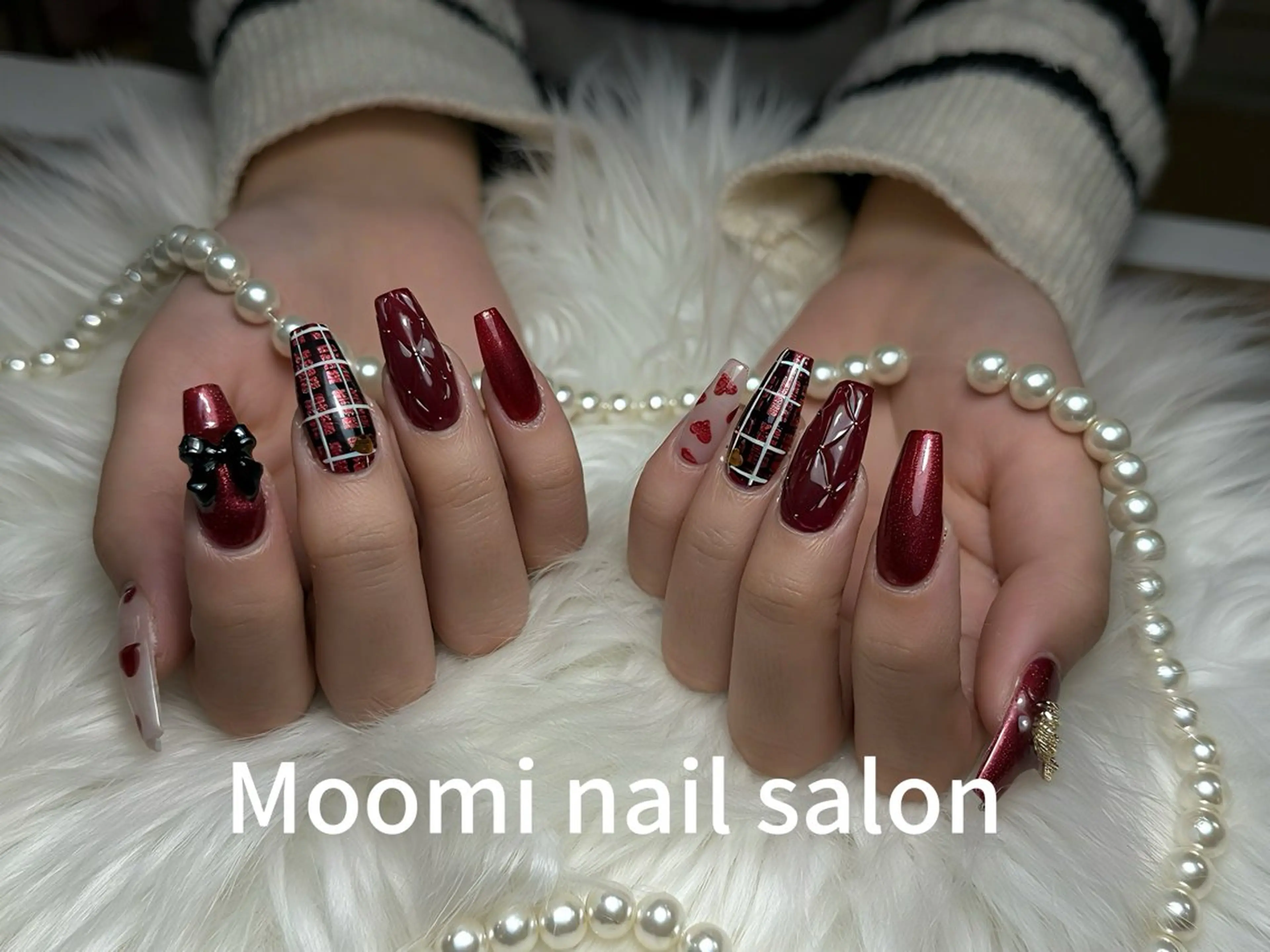 ロング 韓国風ヘア ハンドネイル Moomi nail salonのネイルデザイン