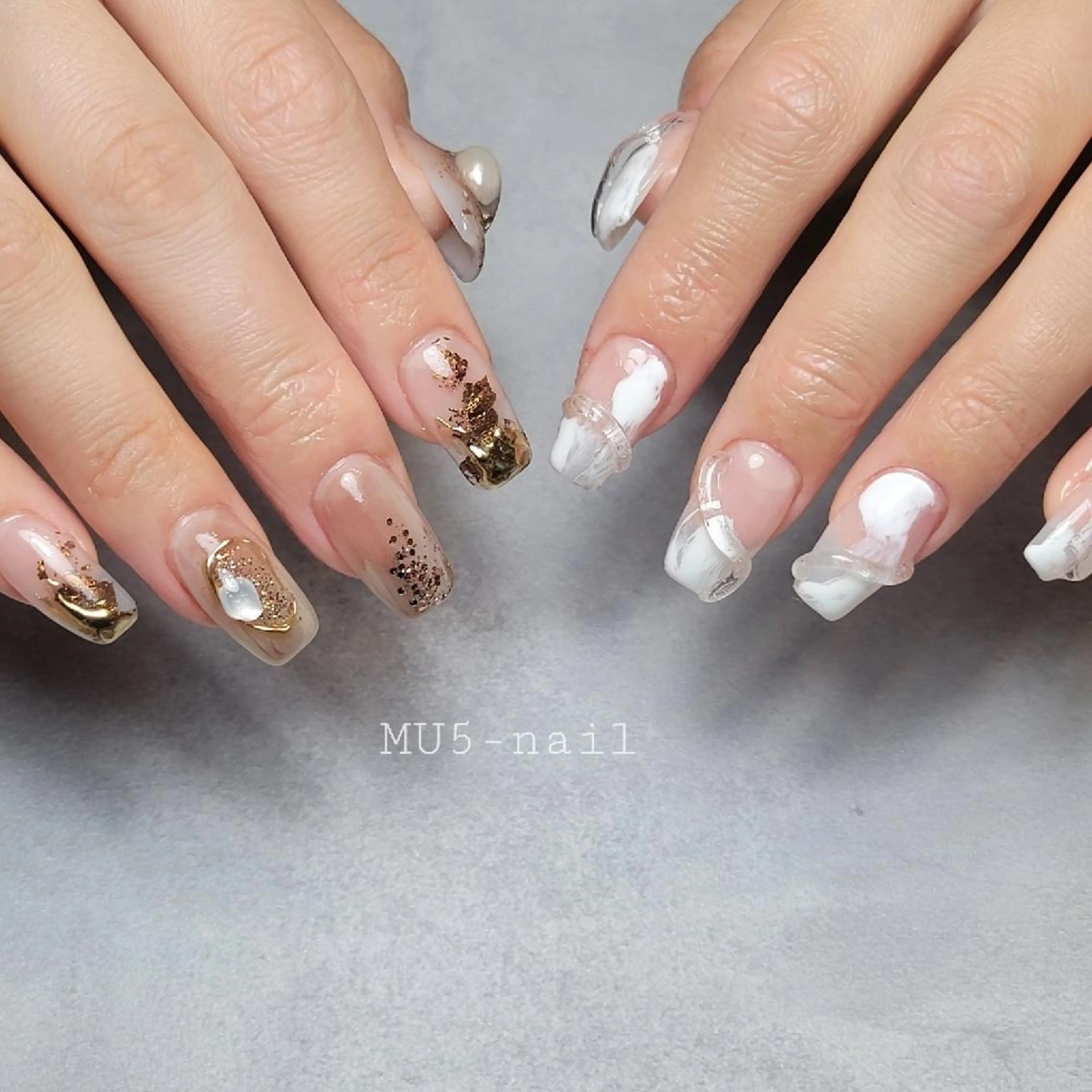 ネイル ニュアンスネイル スカルプネイル MU5-nail 金山ネイルサロンのネイルデザイン