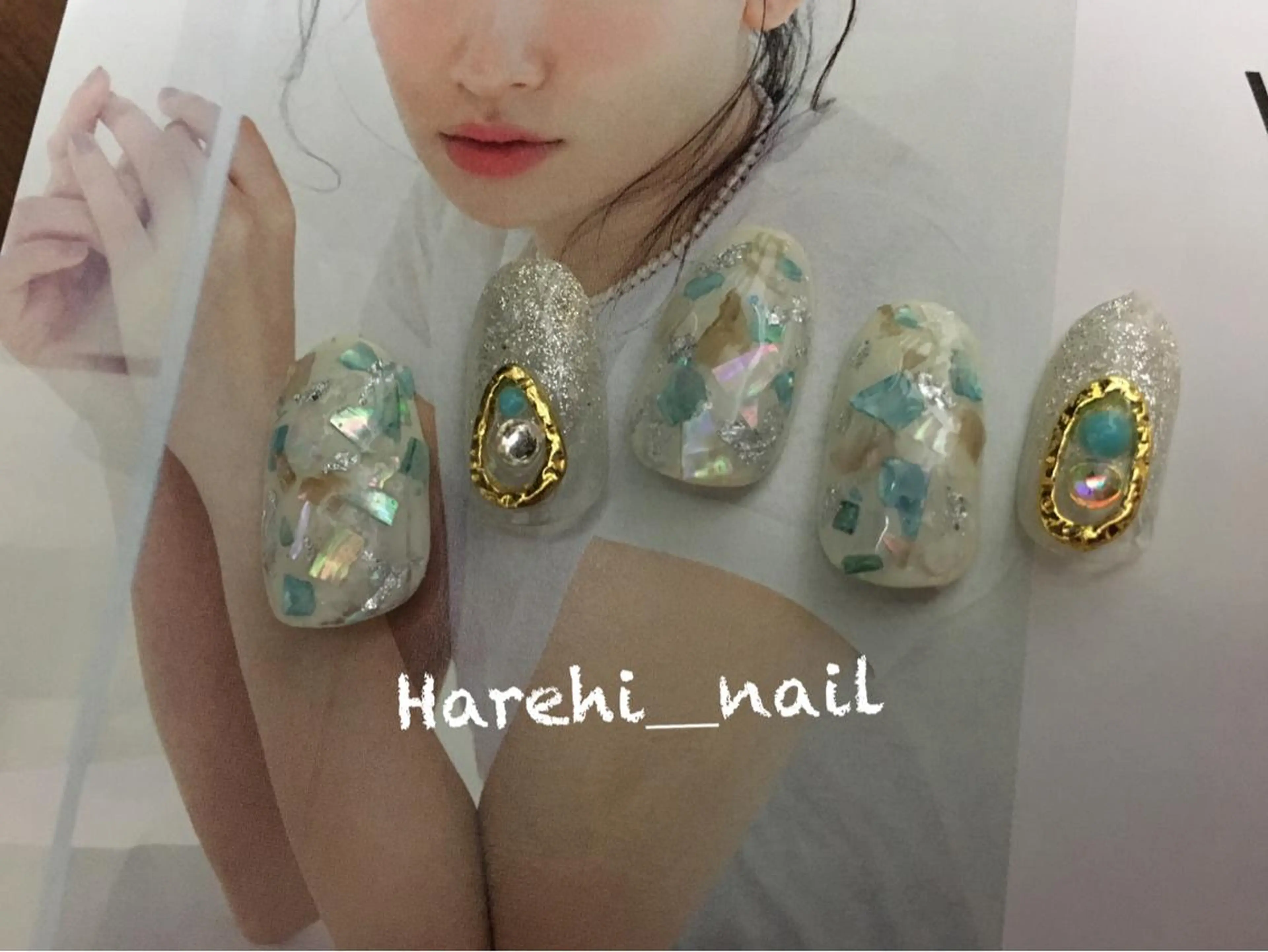 ネイル 水色 Harehi_ nailのネイルデザイン