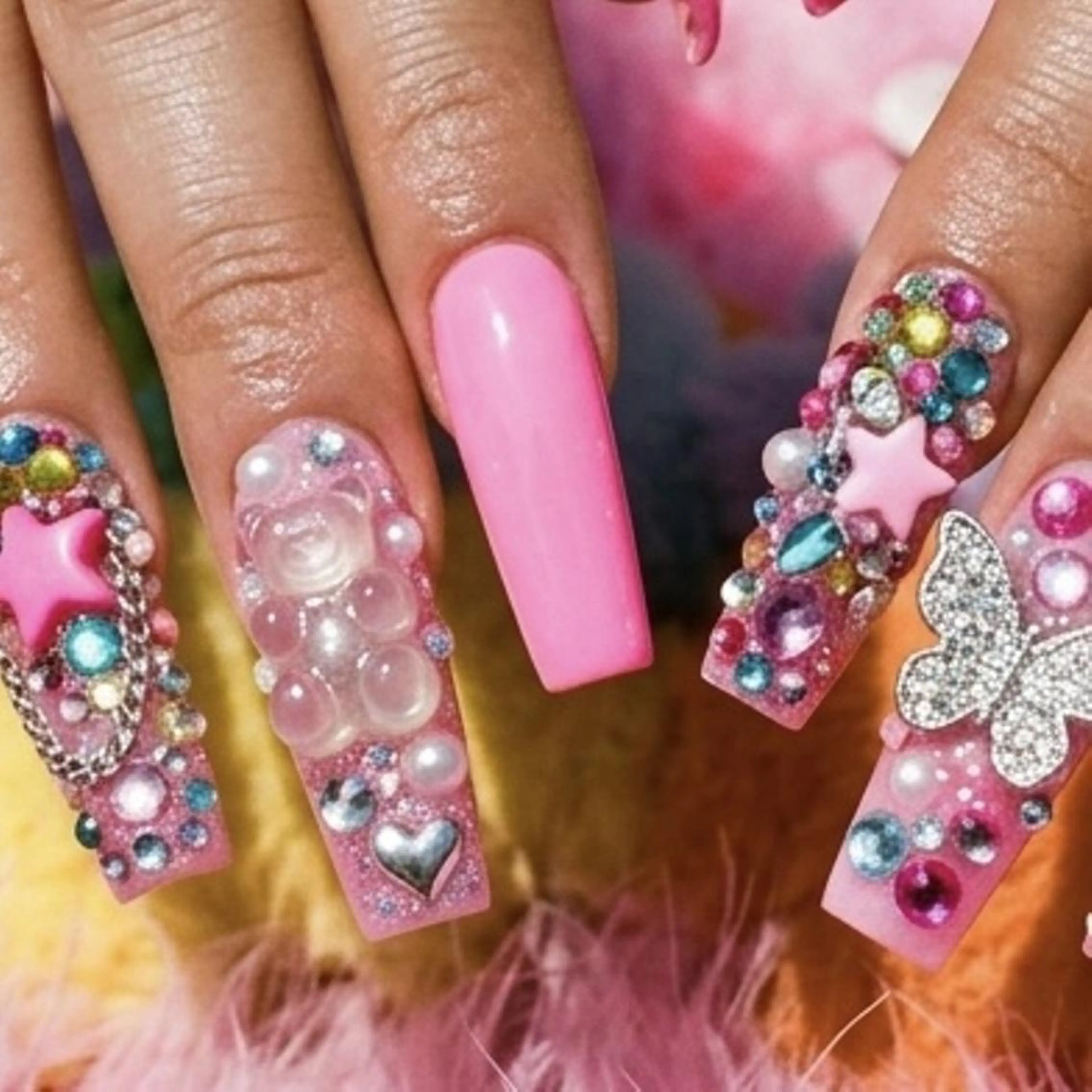 【トレンド】Y2K・ギャル盛り！モリモリデザイン2本付きGel-X (自他店オフ無料)の写真